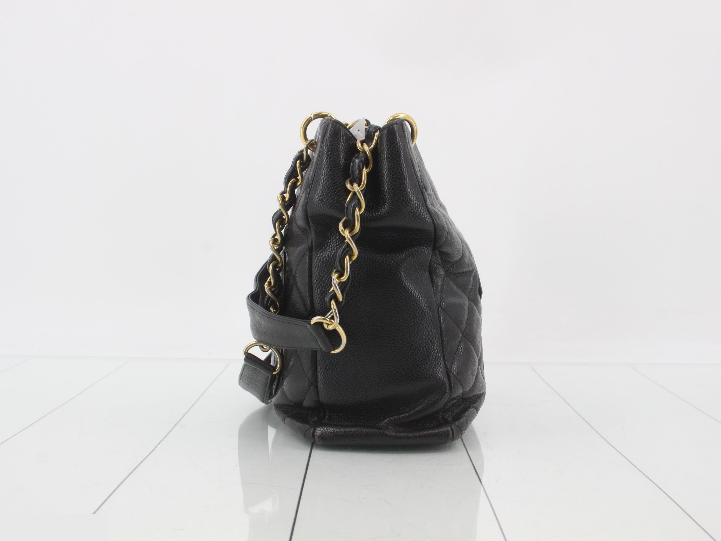 Caviar leather (bag) - Shoulder bag, black, gold hardware — view 4