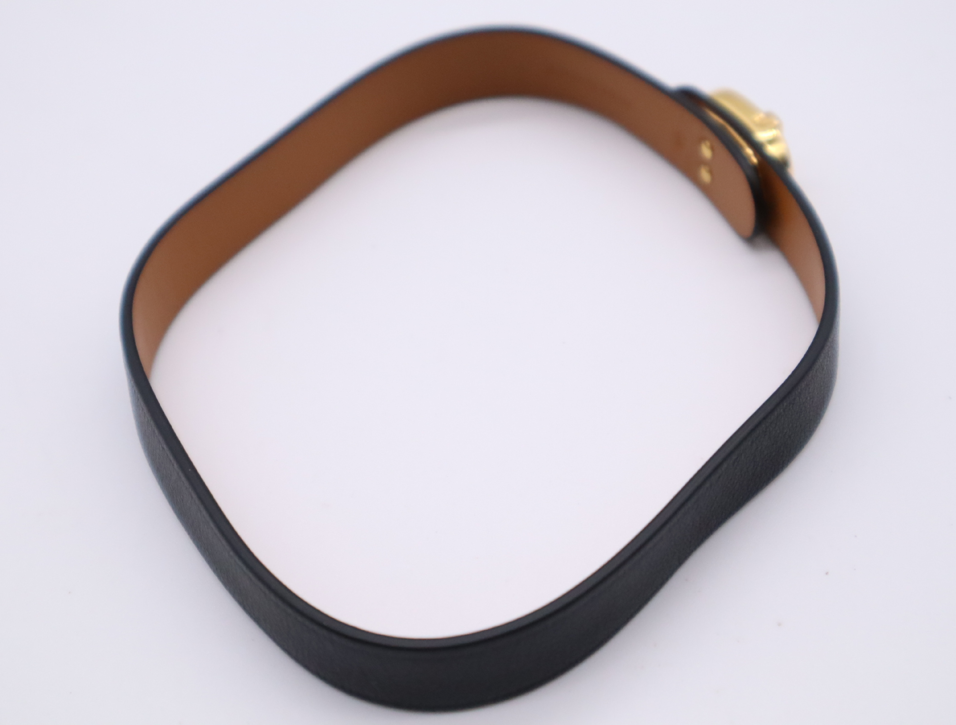 Leather 30 Montaigne Black Gold Hardware Bracelet/Bangle — view 2