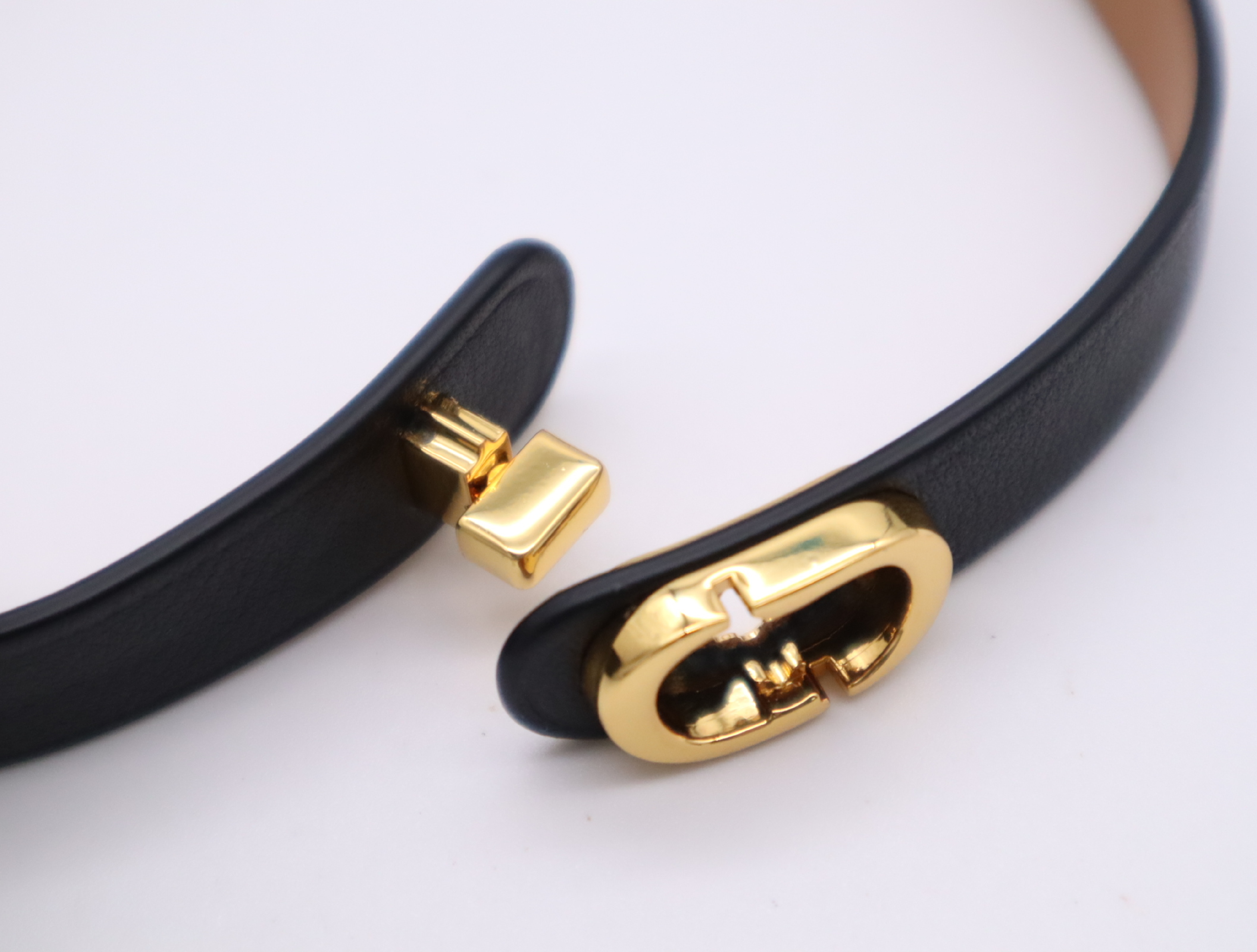 Leather 30 Montaigne Black Gold Hardware Bracelet/Bangle — view 4