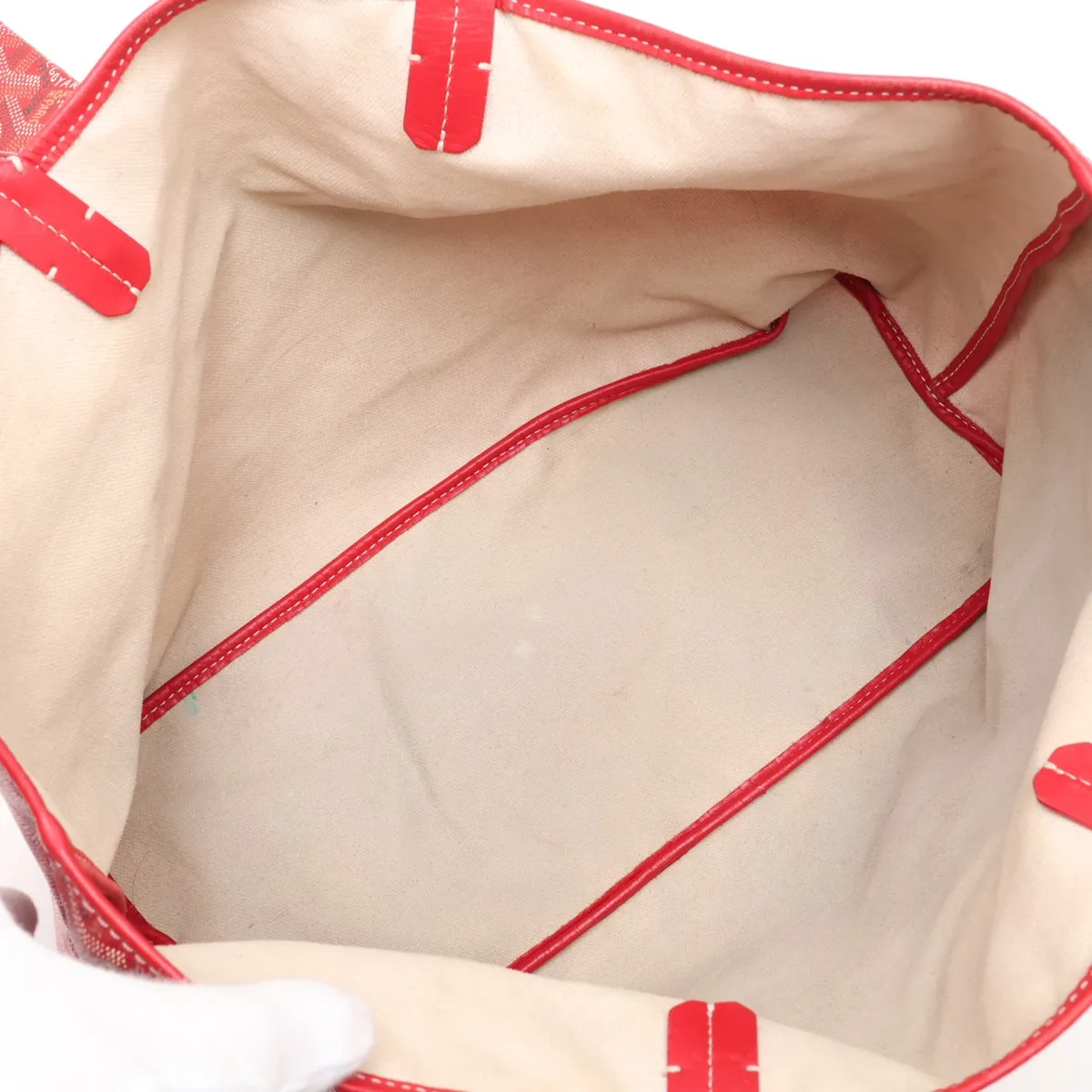 Saint Louis PM PVC x Leather Tote Bag, Red — view 7