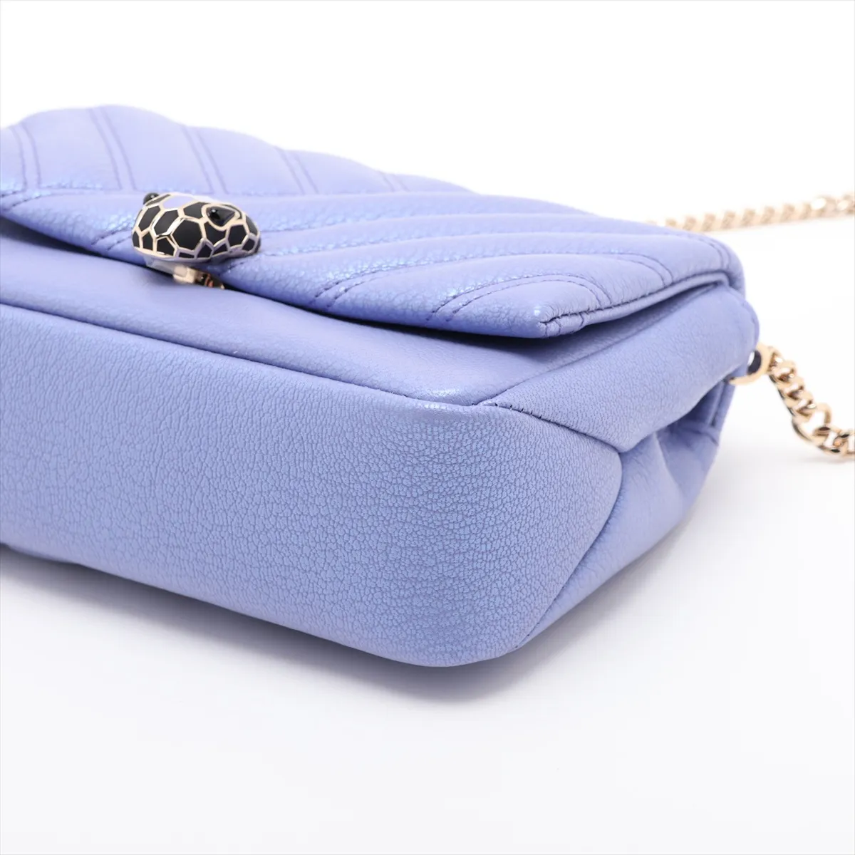 Serpenti Cabochon Leather Chain Shoulder Bag, Purple — view 3
