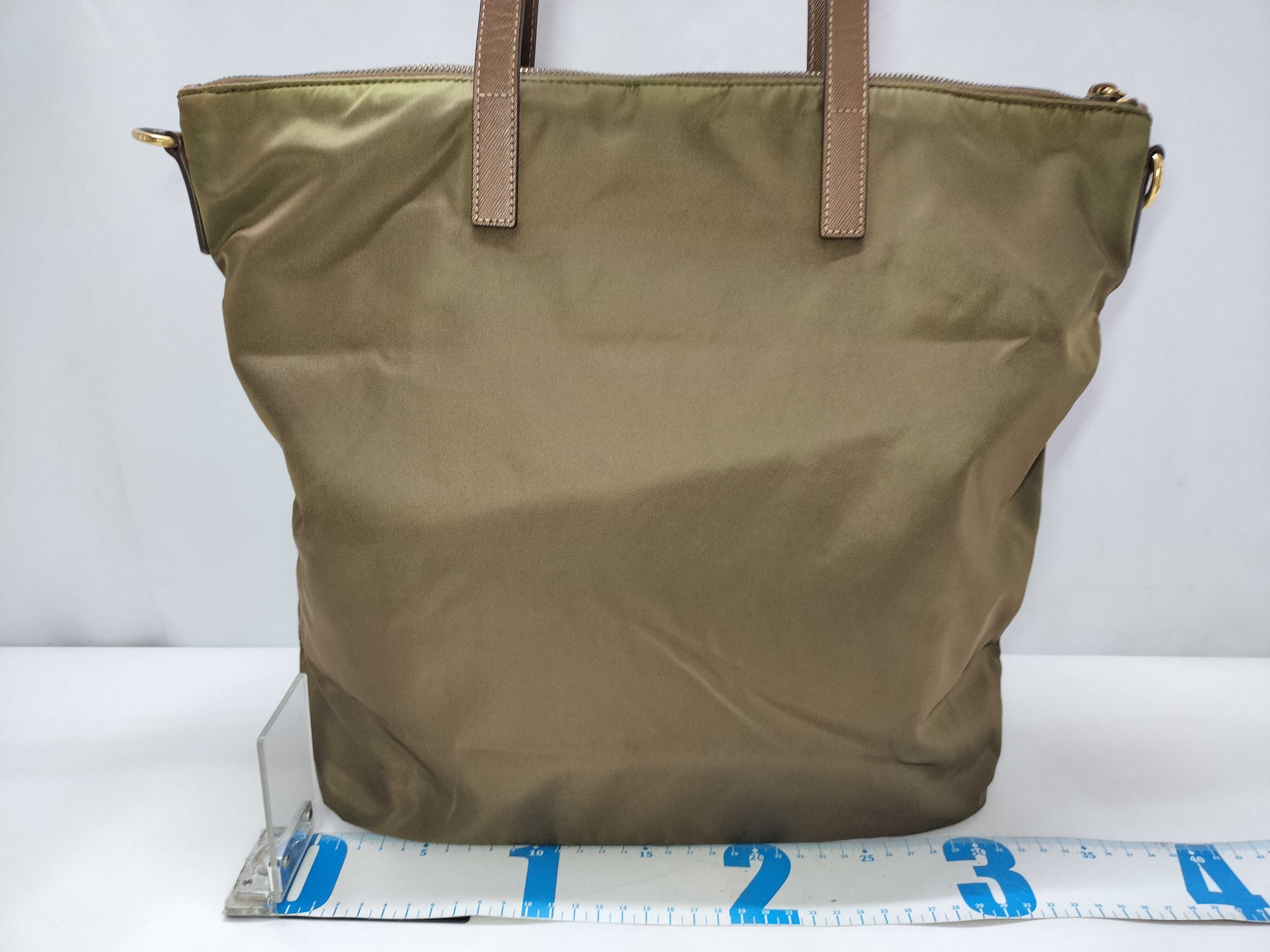 nylon tote bag, khaki, with triangular logo. — view 2