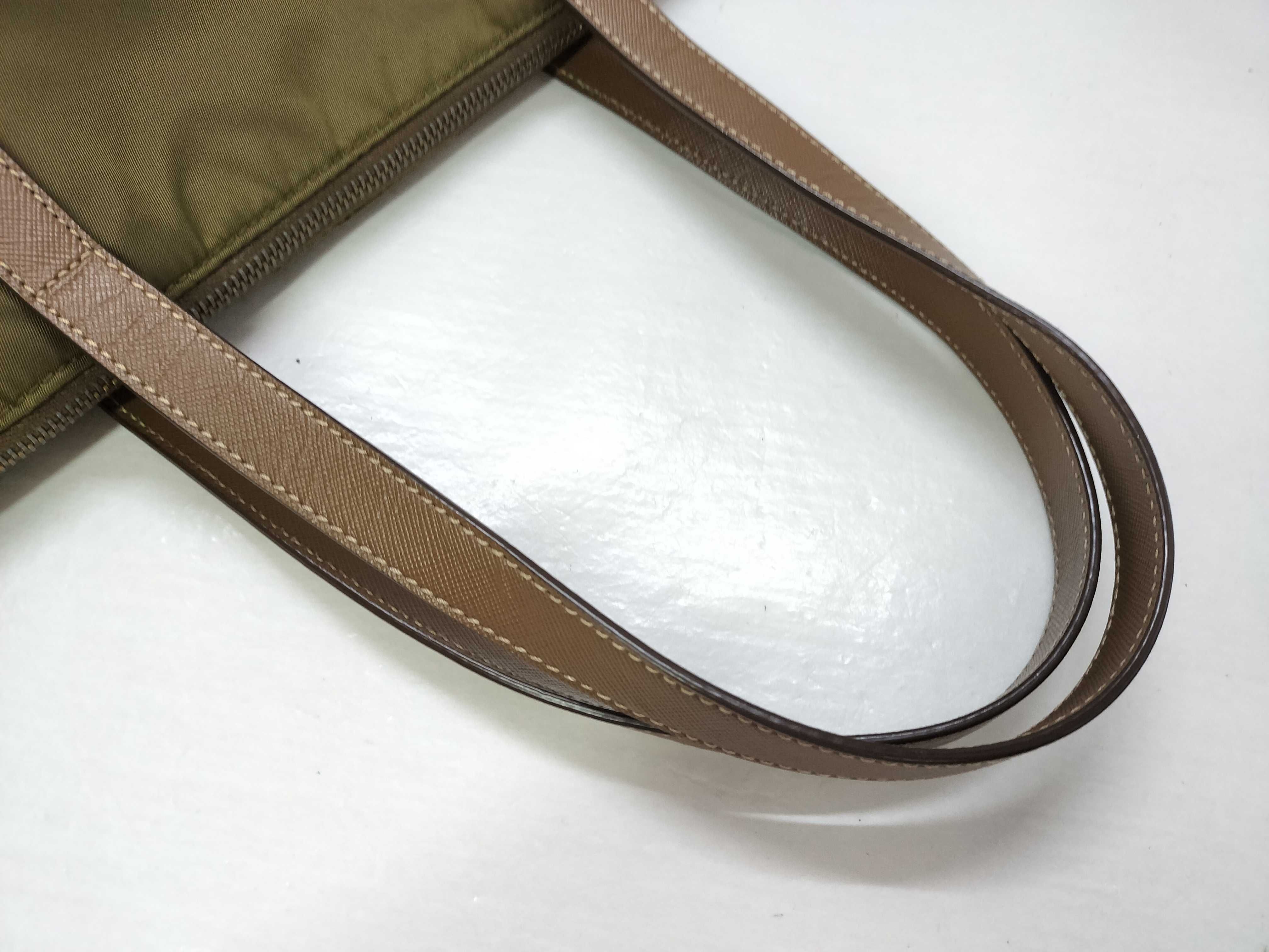 nylon tote bag, khaki, with triangular logo. — view 3