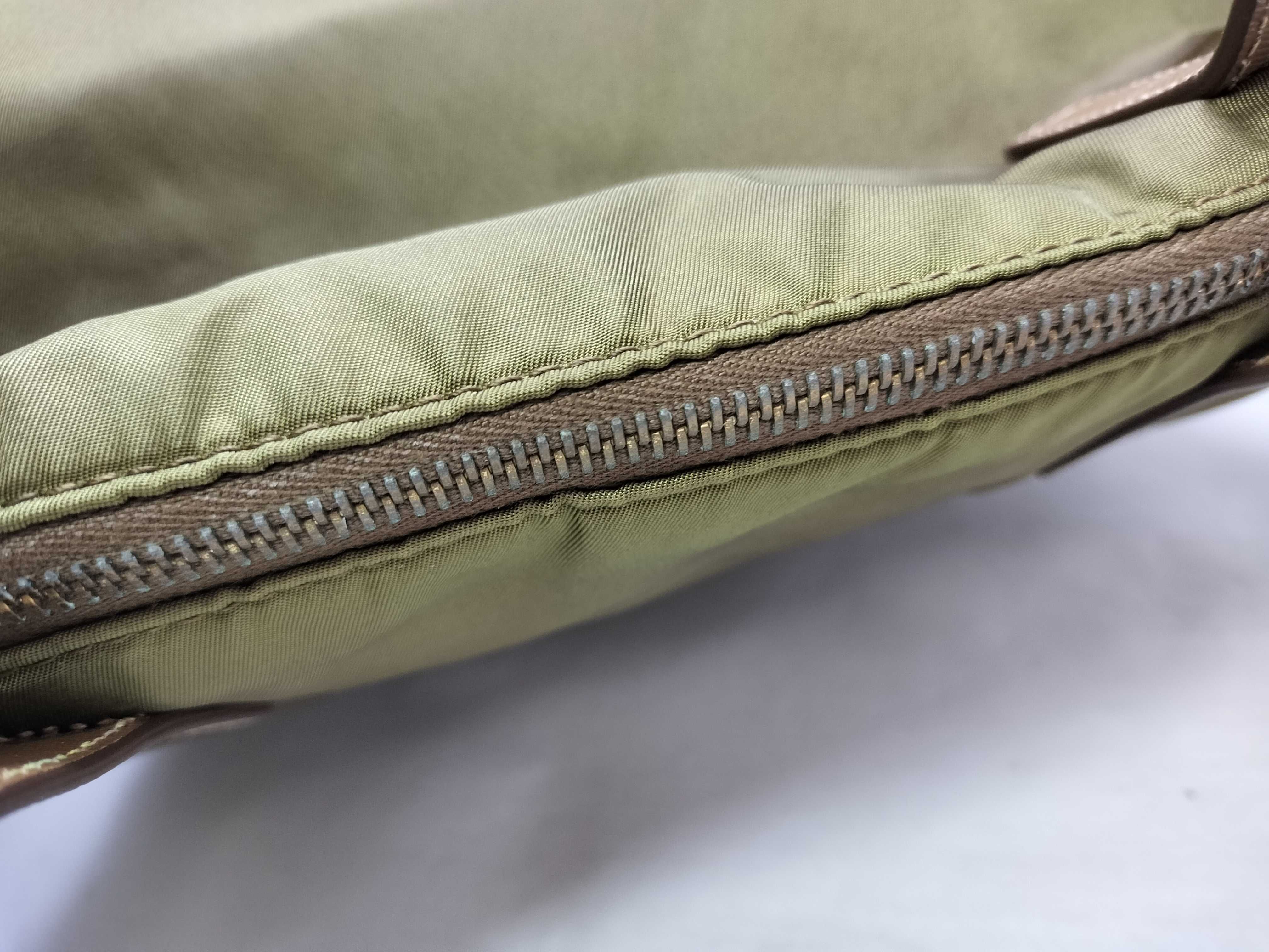 nylon tote bag, khaki, with triangular logo. — view 6