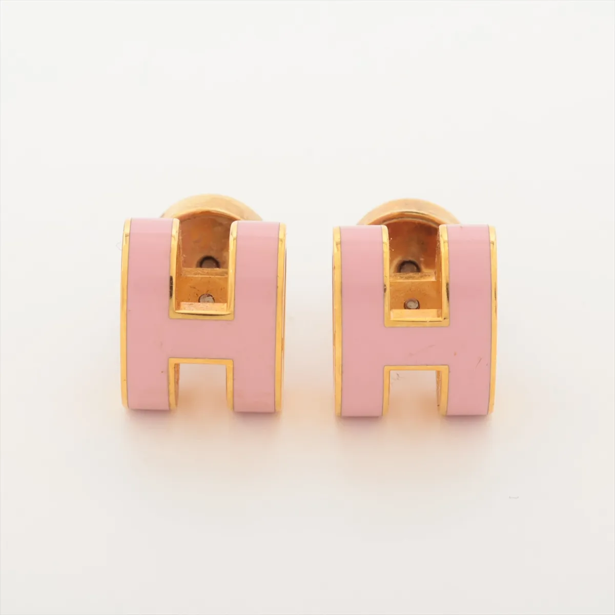 Pop H Earrings (Pair) GP Gold x Pink. Damage: Dents, melting, — view 2