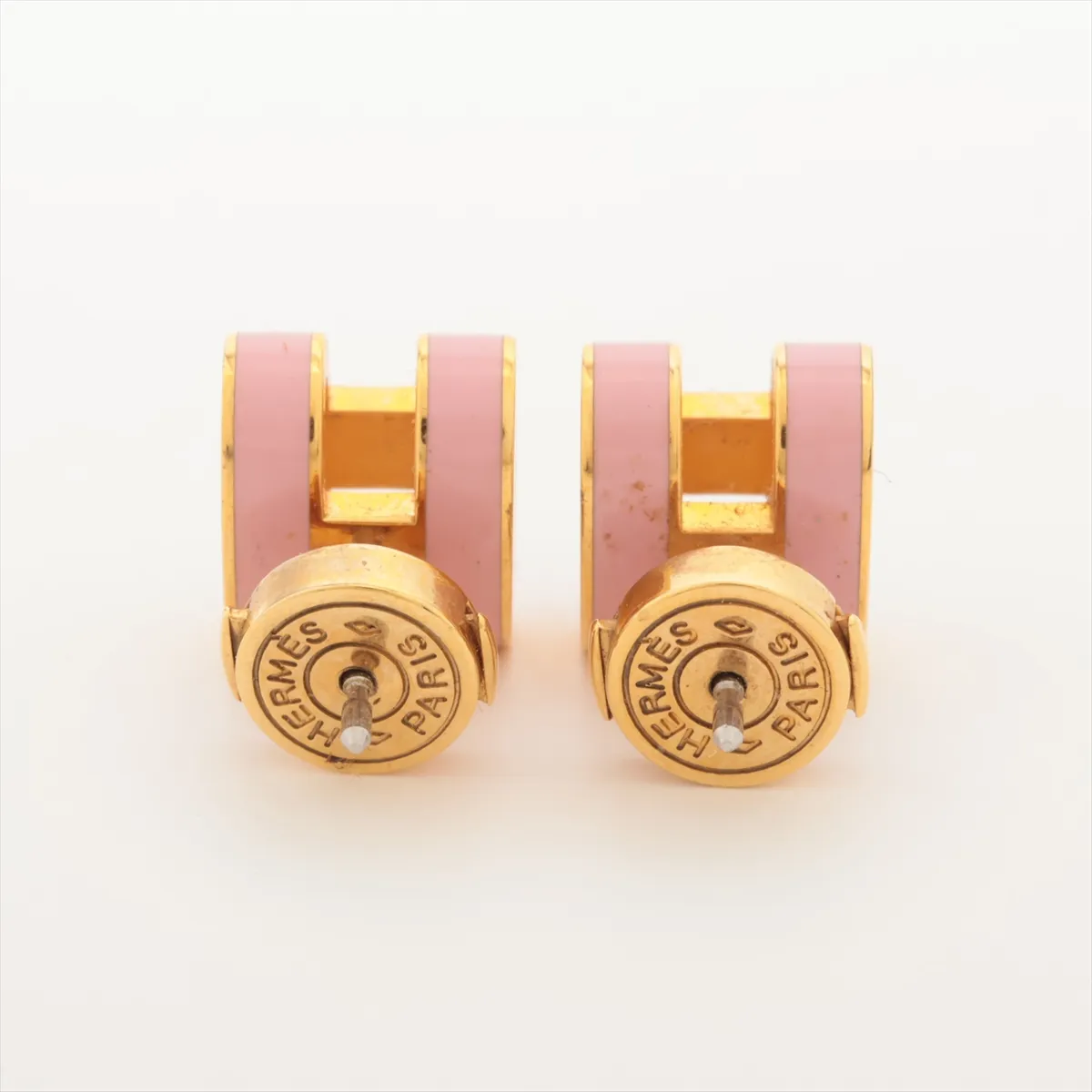 Pop H Earrings (Pair) GP Gold x Pink. Damage: Dents, melting, — view 3