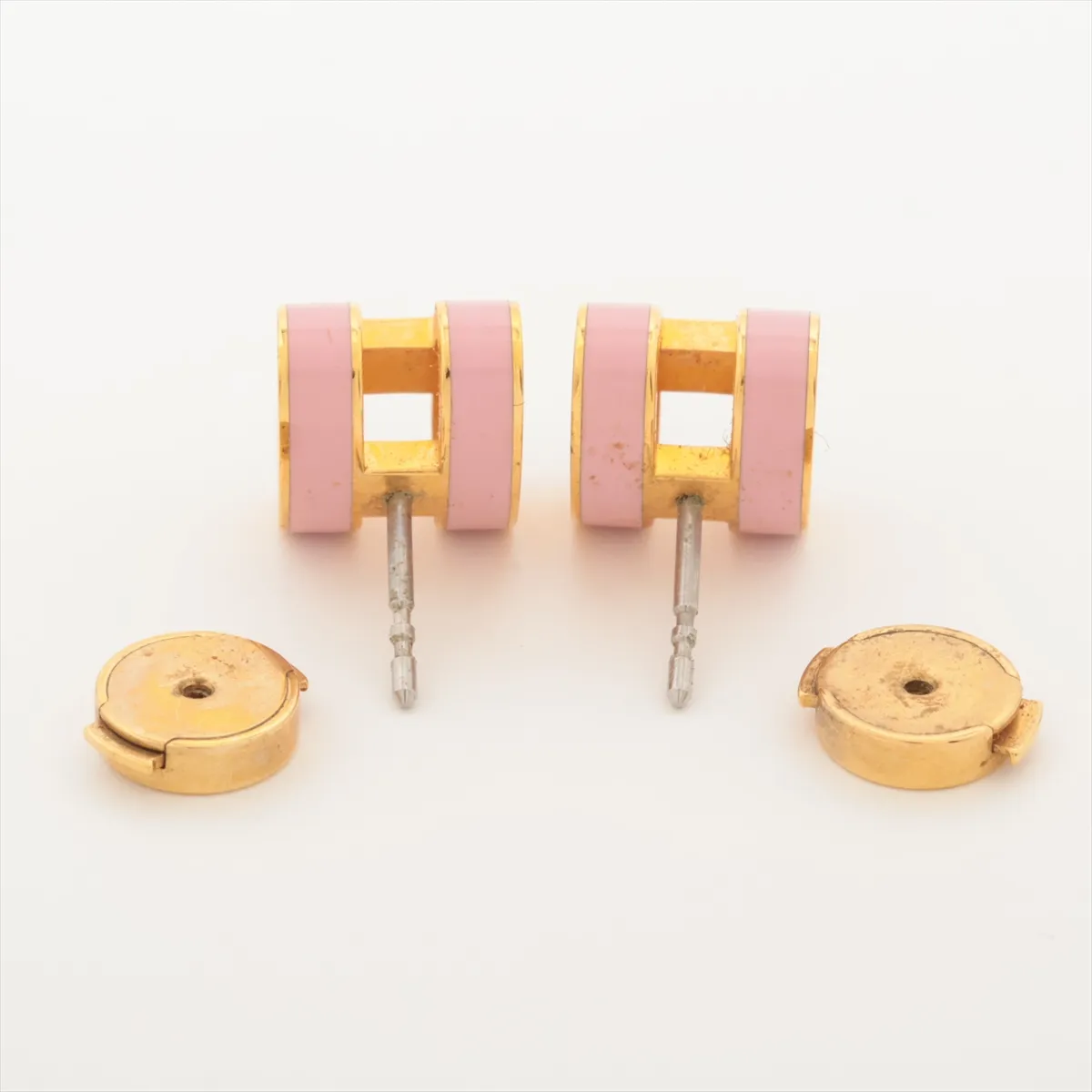 Pop H Earrings (Pair) GP Gold x Pink. Damage: Dents, melting, — view 4