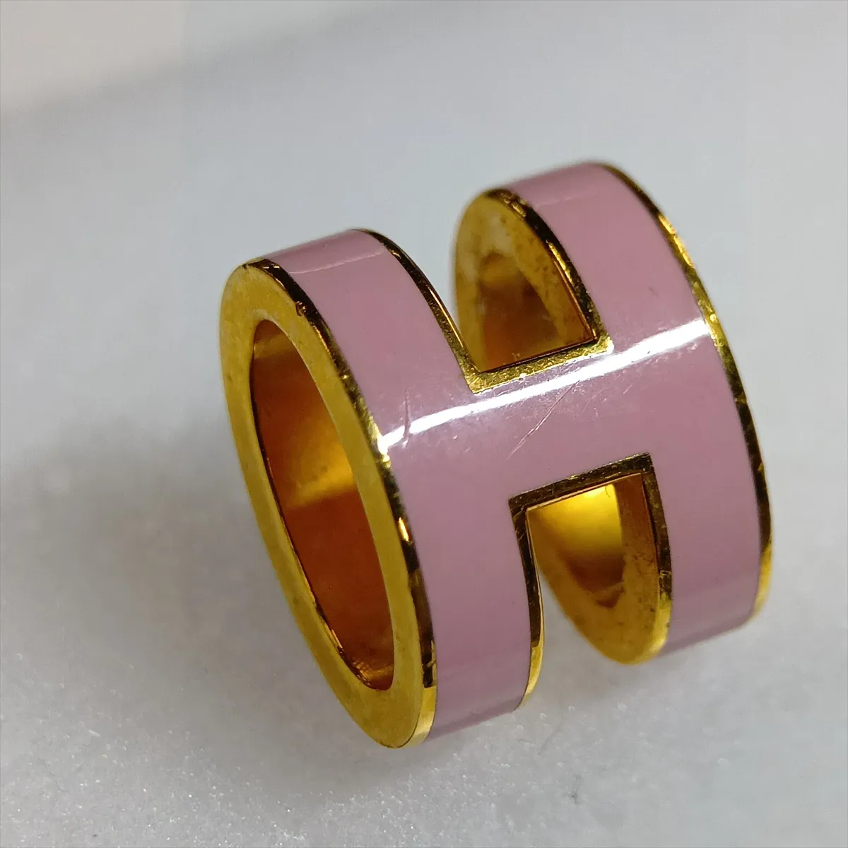 Pop H Earrings (Pair) GP Gold x Pink. Damage: Dents, melting, — view 6
