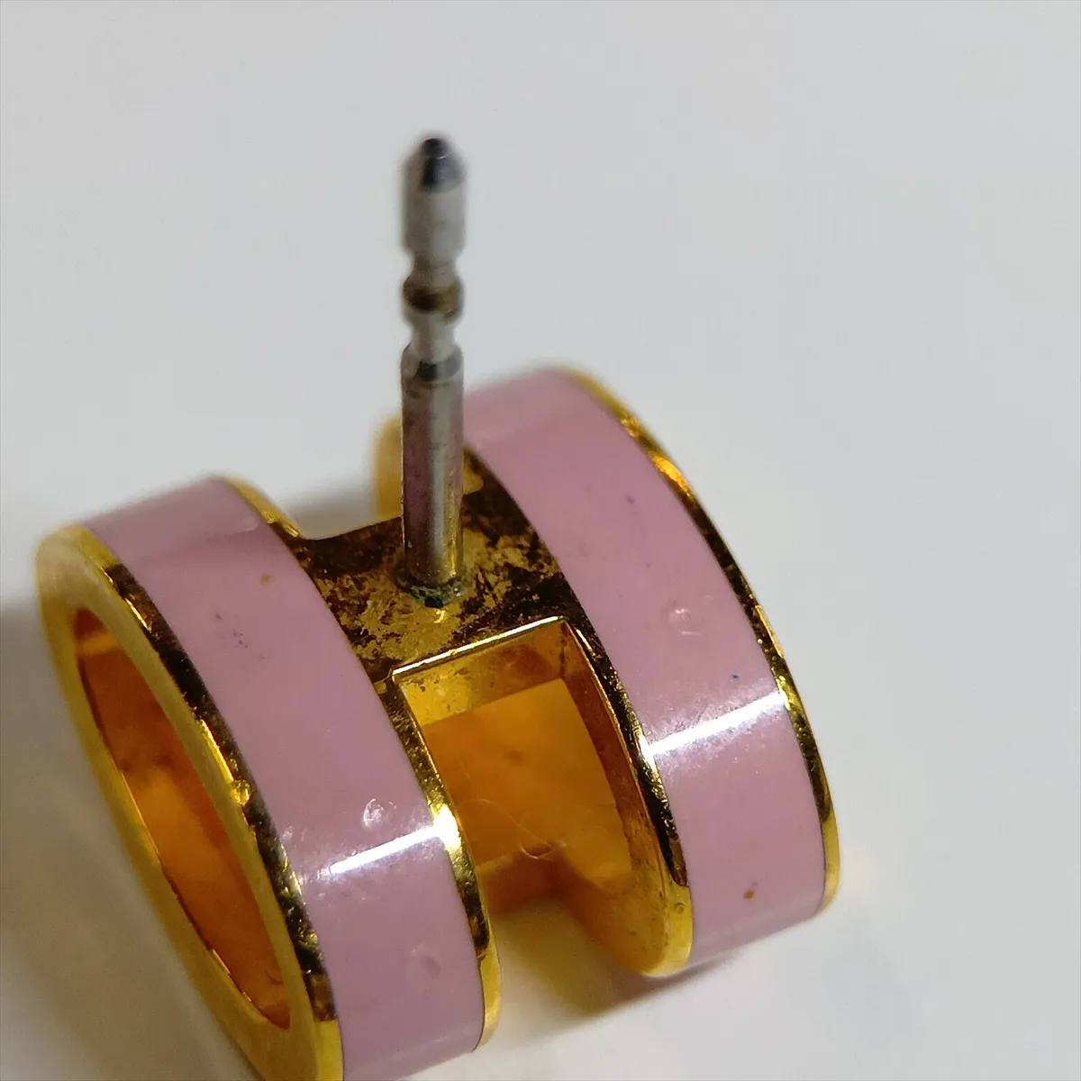 Pop H Earrings (Pair) GP Gold x Pink. Damage: Dents, melting, — view 7