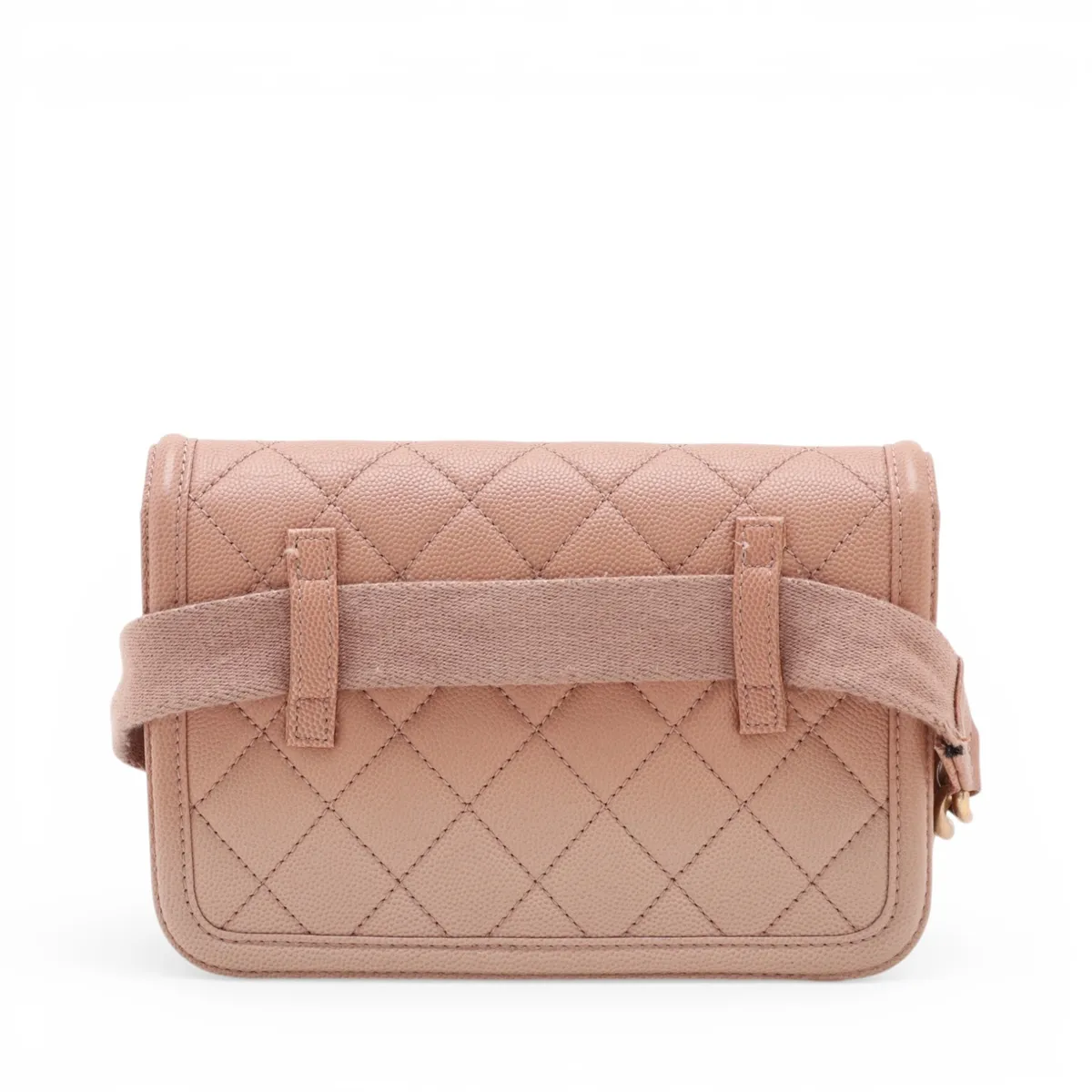 Matelassé Caviar Skin Waist Pouch, Pink with Gold Hardware, 27209727 (Serial Number 27) — view 2