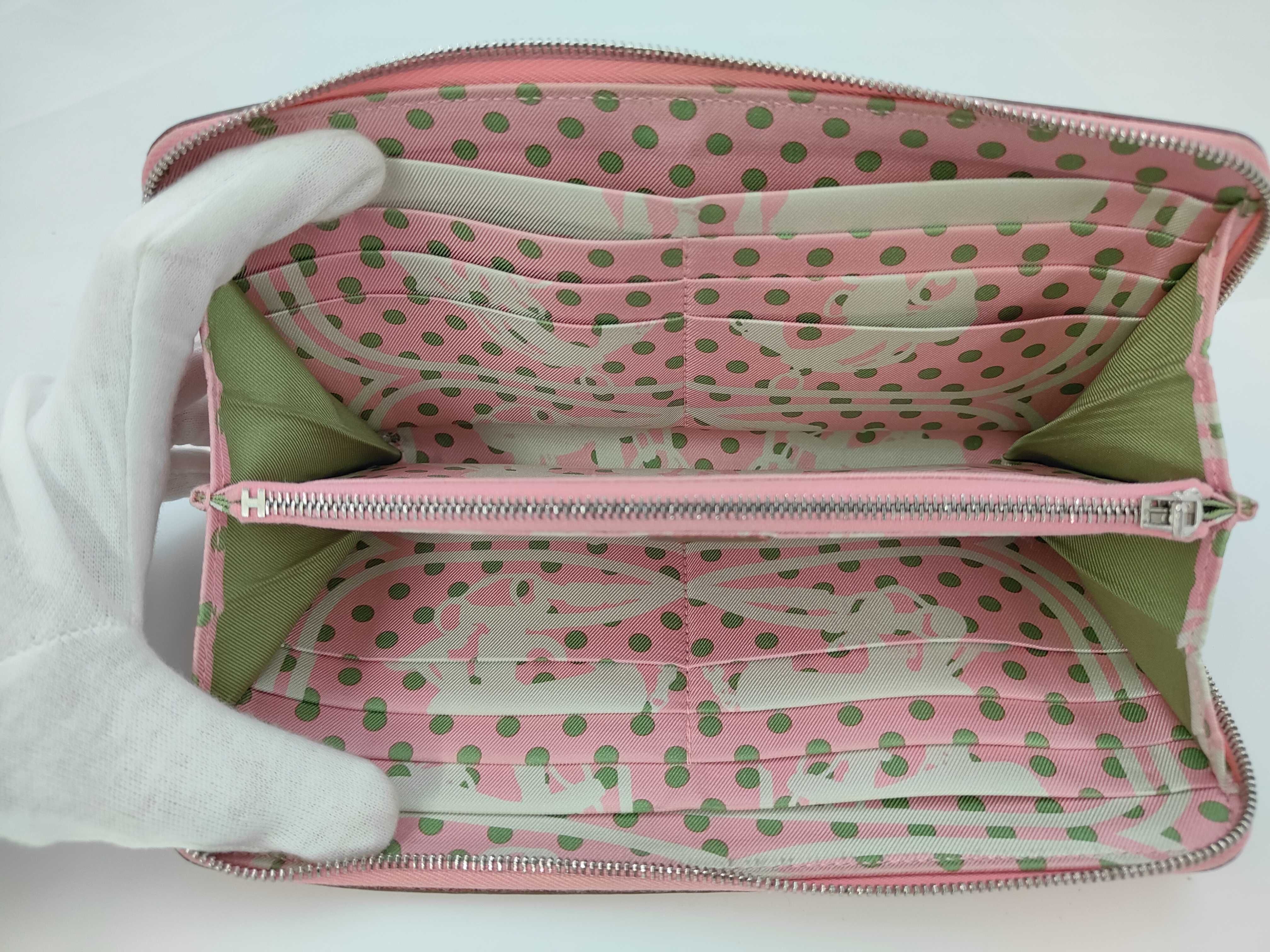 Azap Long Silk In Epsom Leather Wallet, D Stamp, Pink, Silver Hardware — view 6