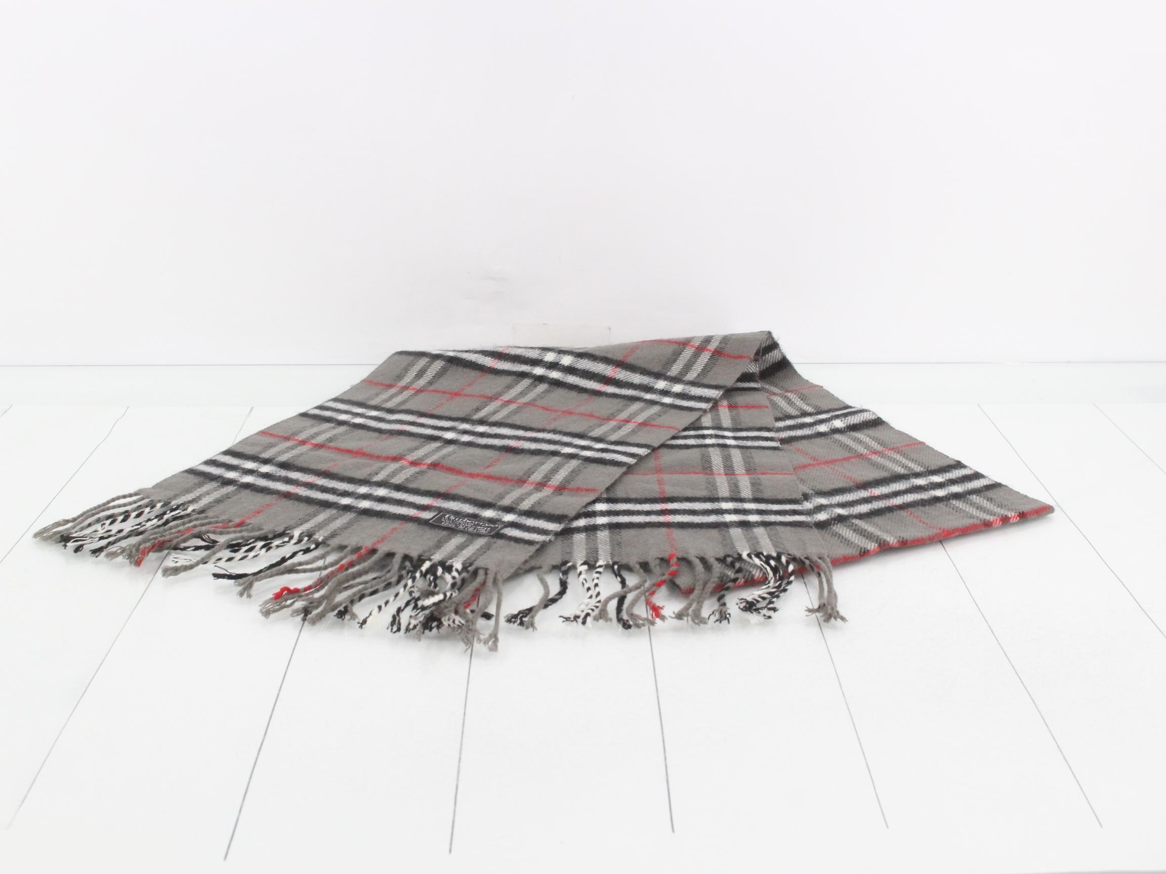 Nova Check Scarf, Gray, 100% Wool — view 2