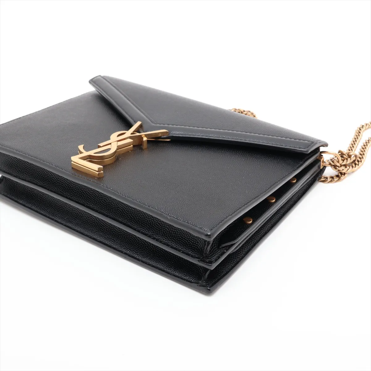 Cassandra 532750 Leather Chain Shoulder Bag, Black — view 3