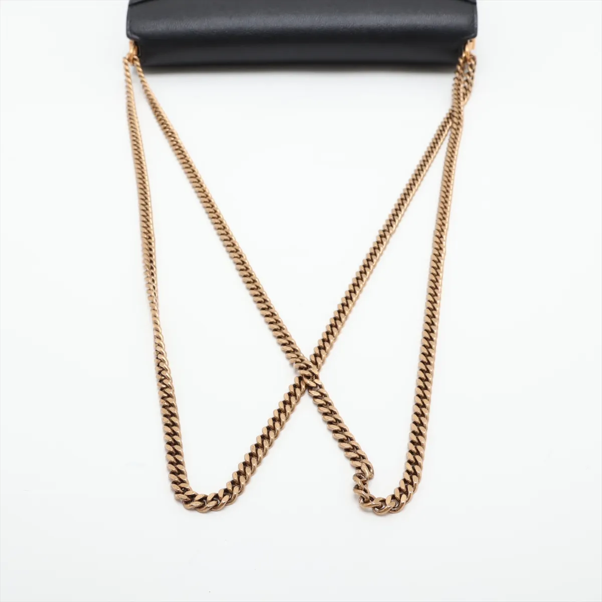 Cassandra 532750 Leather Chain Shoulder Bag, Black — view 5