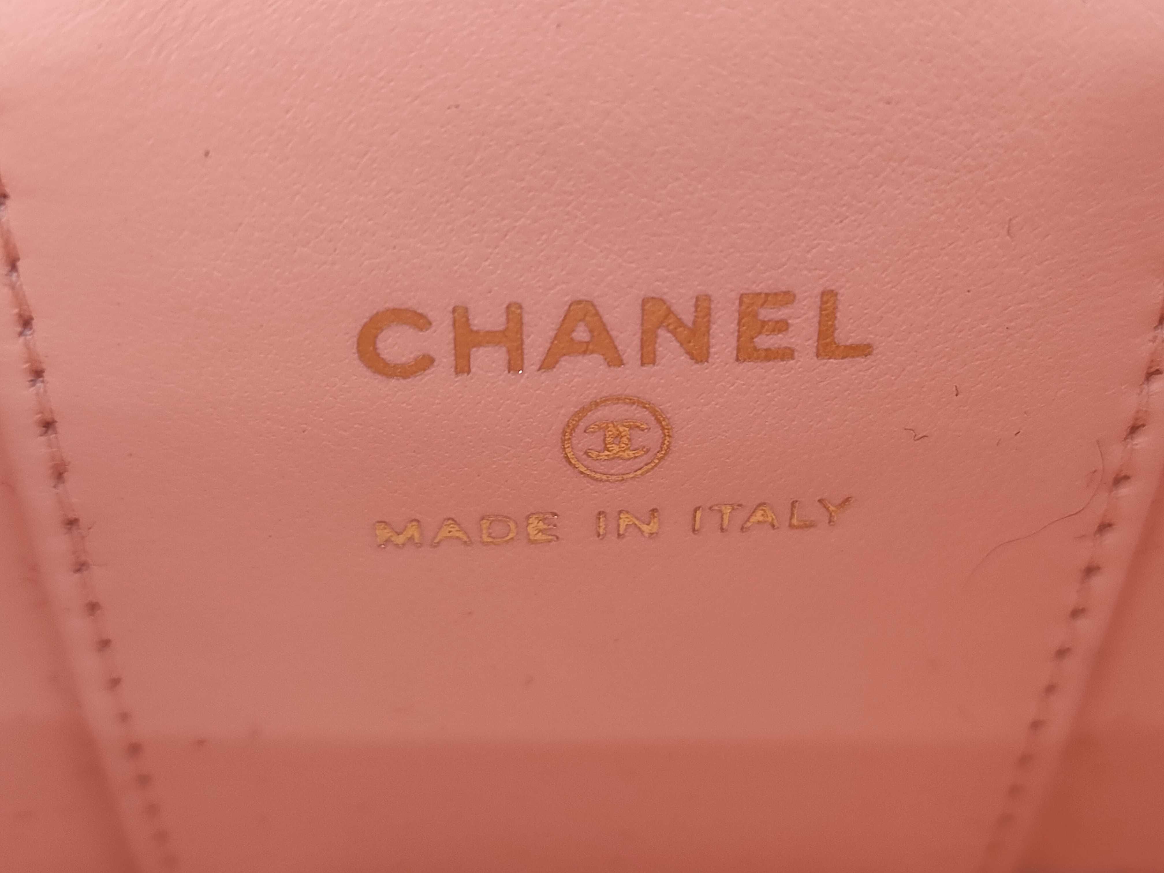 Pink Caviar Skin Matelassé Chain Vanity Bag with Gold Plated Hardware — view 11