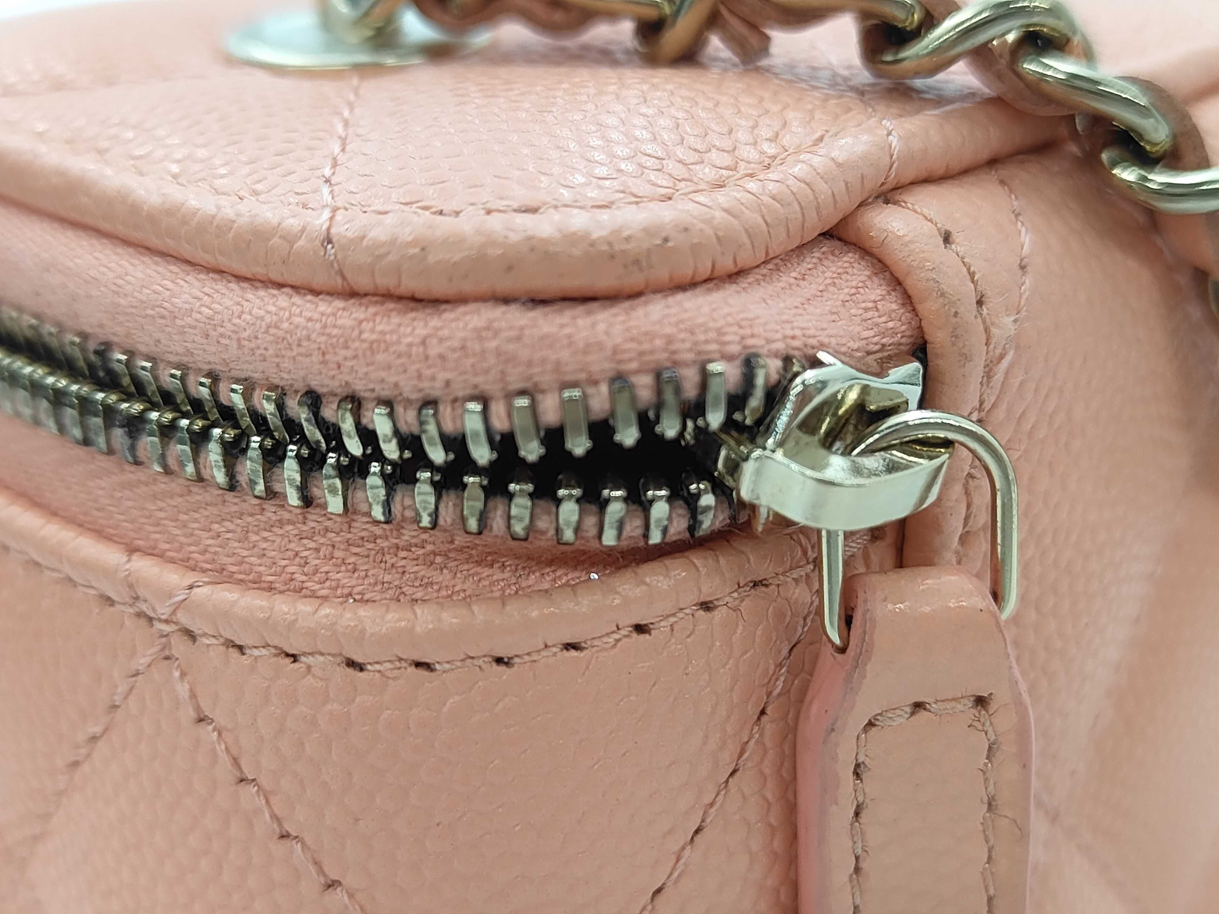 Pink Caviar Skin Matelassé Chain Vanity Bag with Gold Plated Hardware — view 12