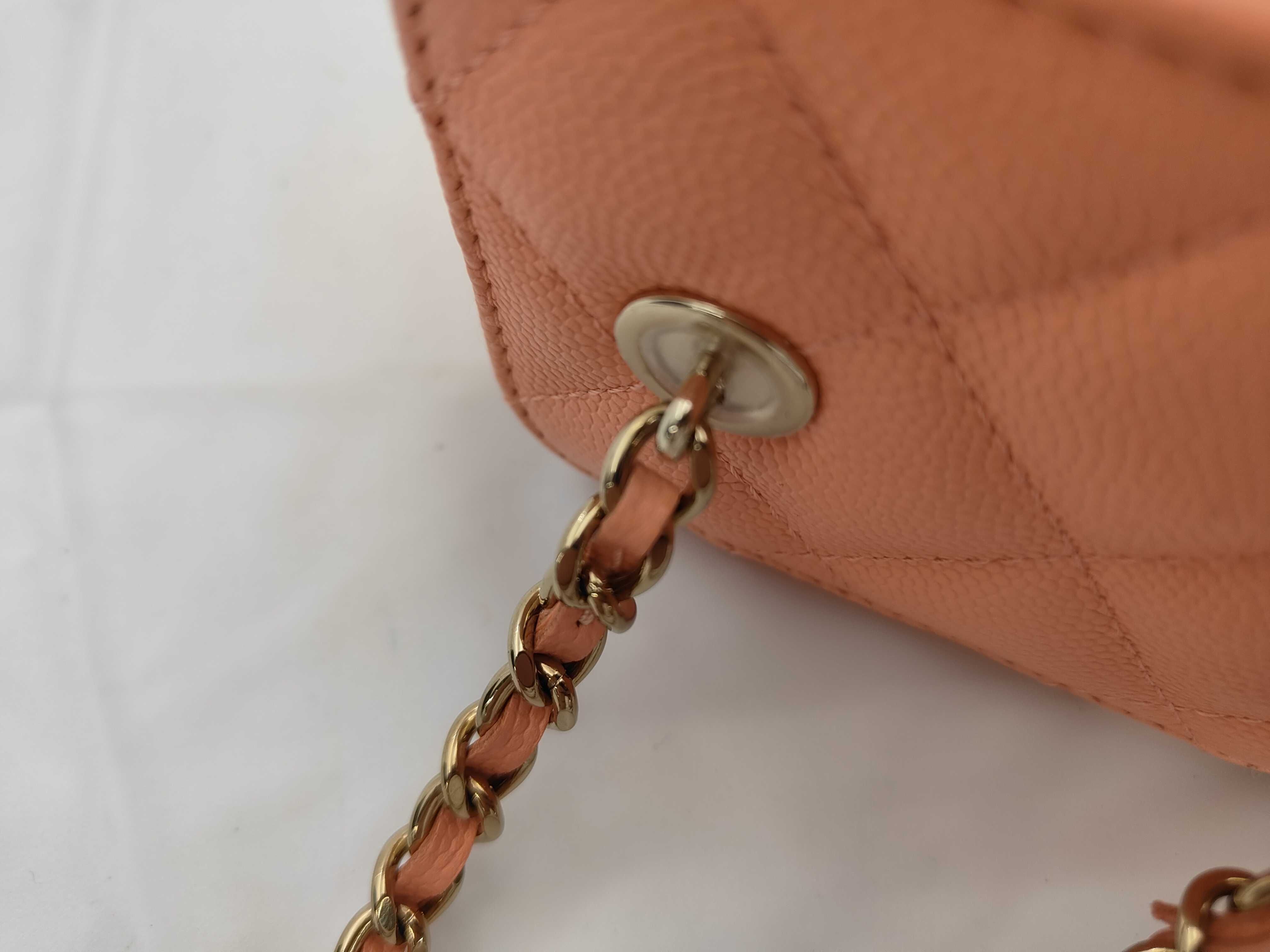 Pink Caviar Skin Matelassé Chain Vanity Bag with Gold Plated Hardware — view 5