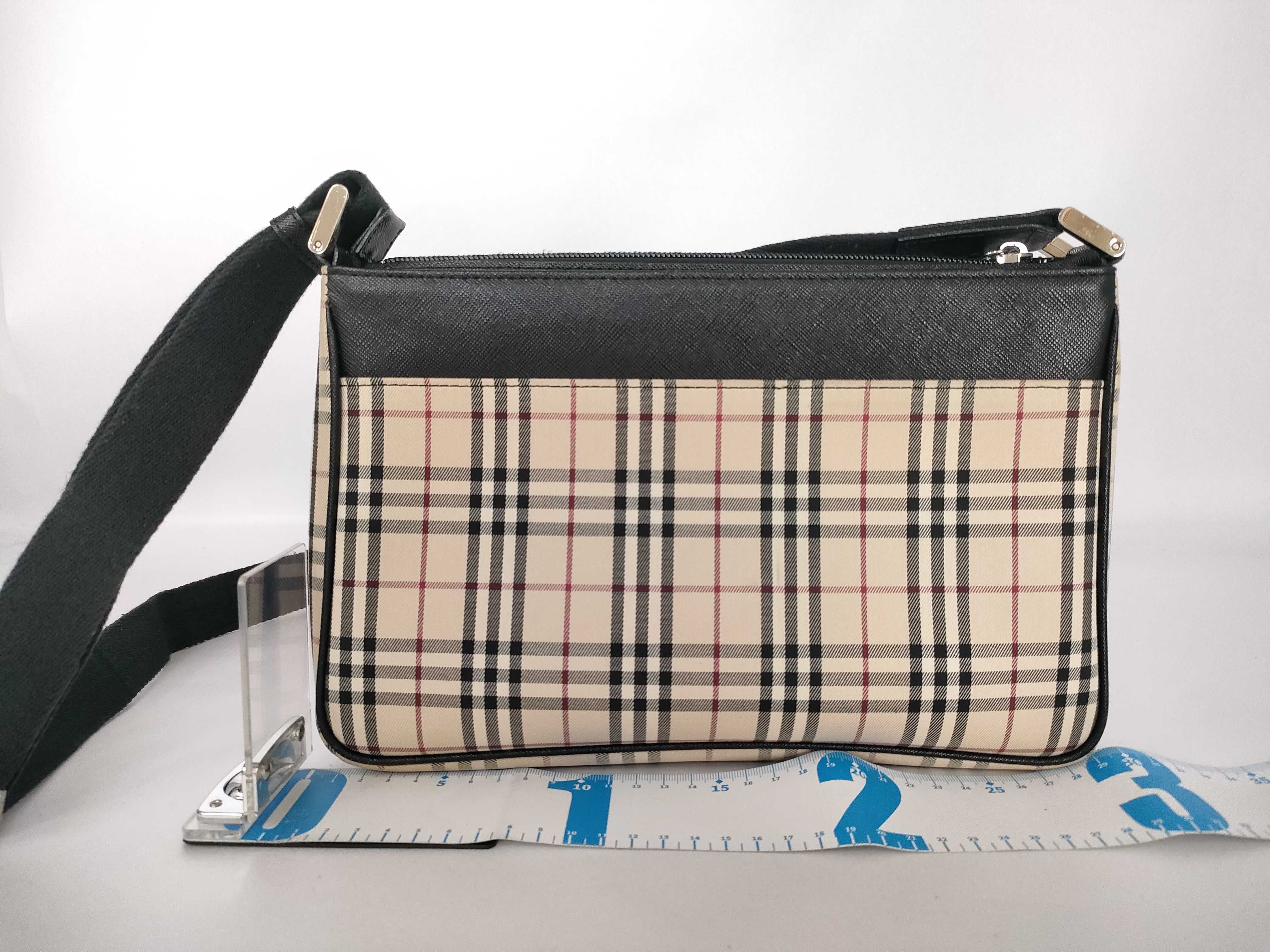 Shoulder Bag, Canvas Nova Check, Black Leather Shoulder Bag — view 2