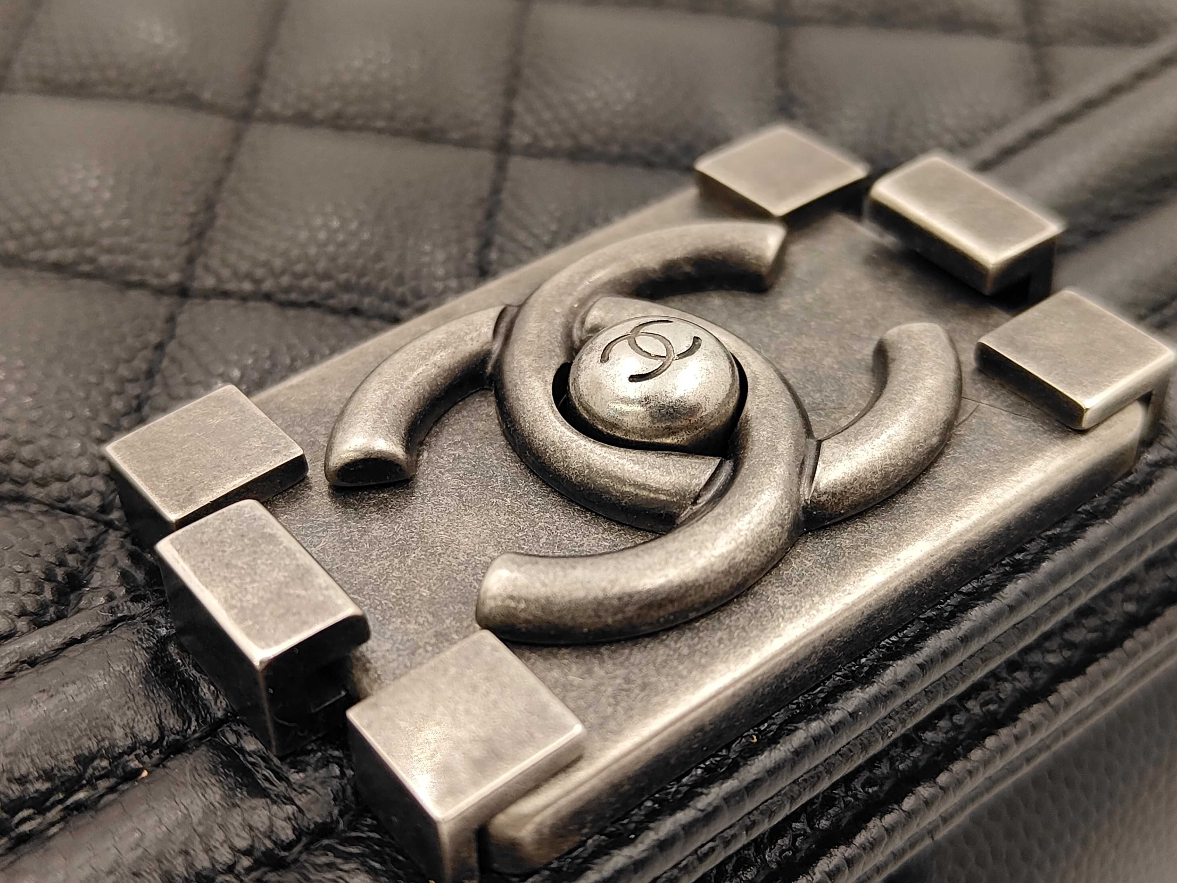 Boy Chanel Chain Shoulder Bag, Caviar Leather, Black Shoulder Bag — view 15