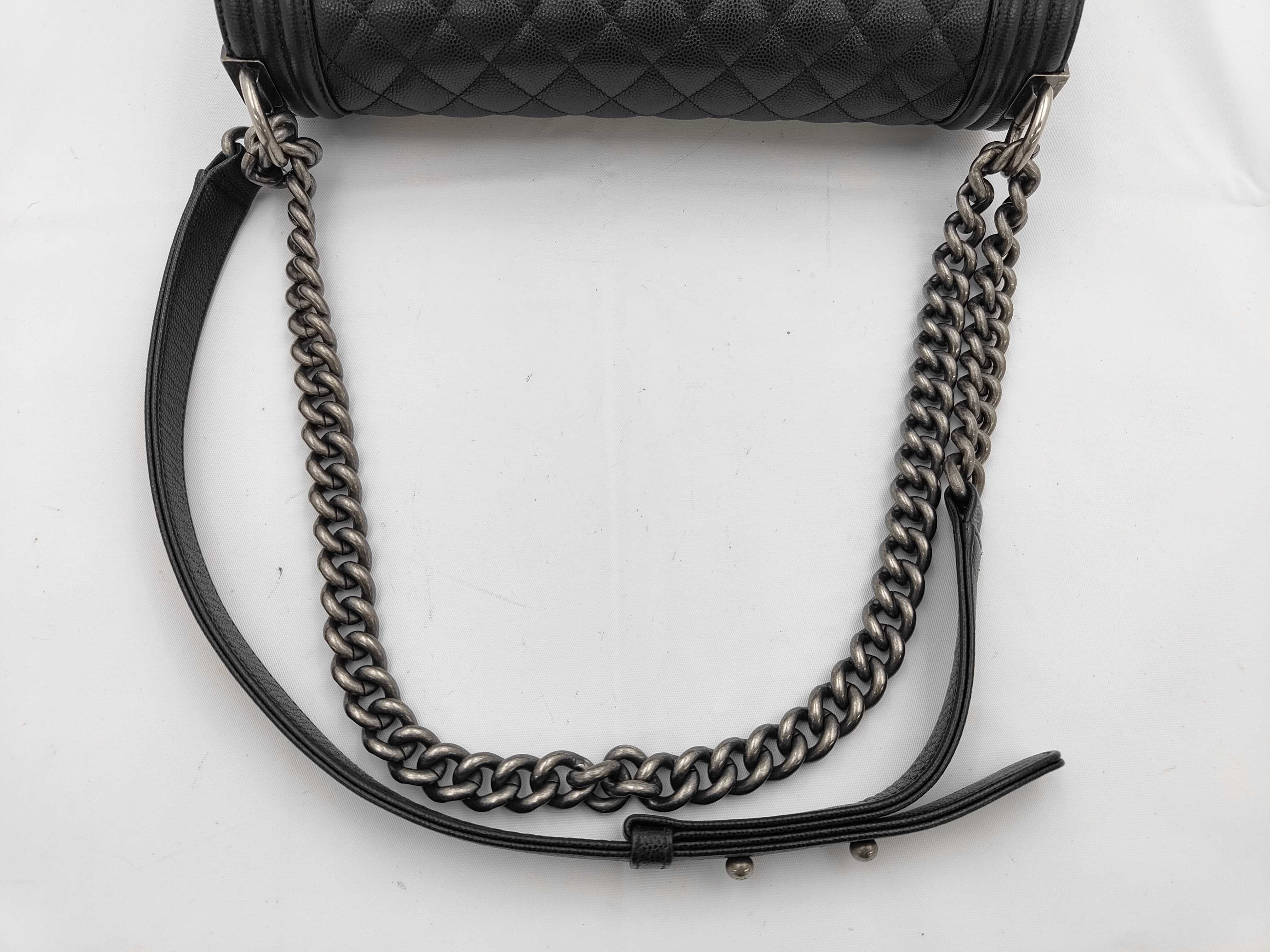 Boy Chanel Chain Shoulder Bag, Caviar Leather, Black Shoulder Bag — view 3