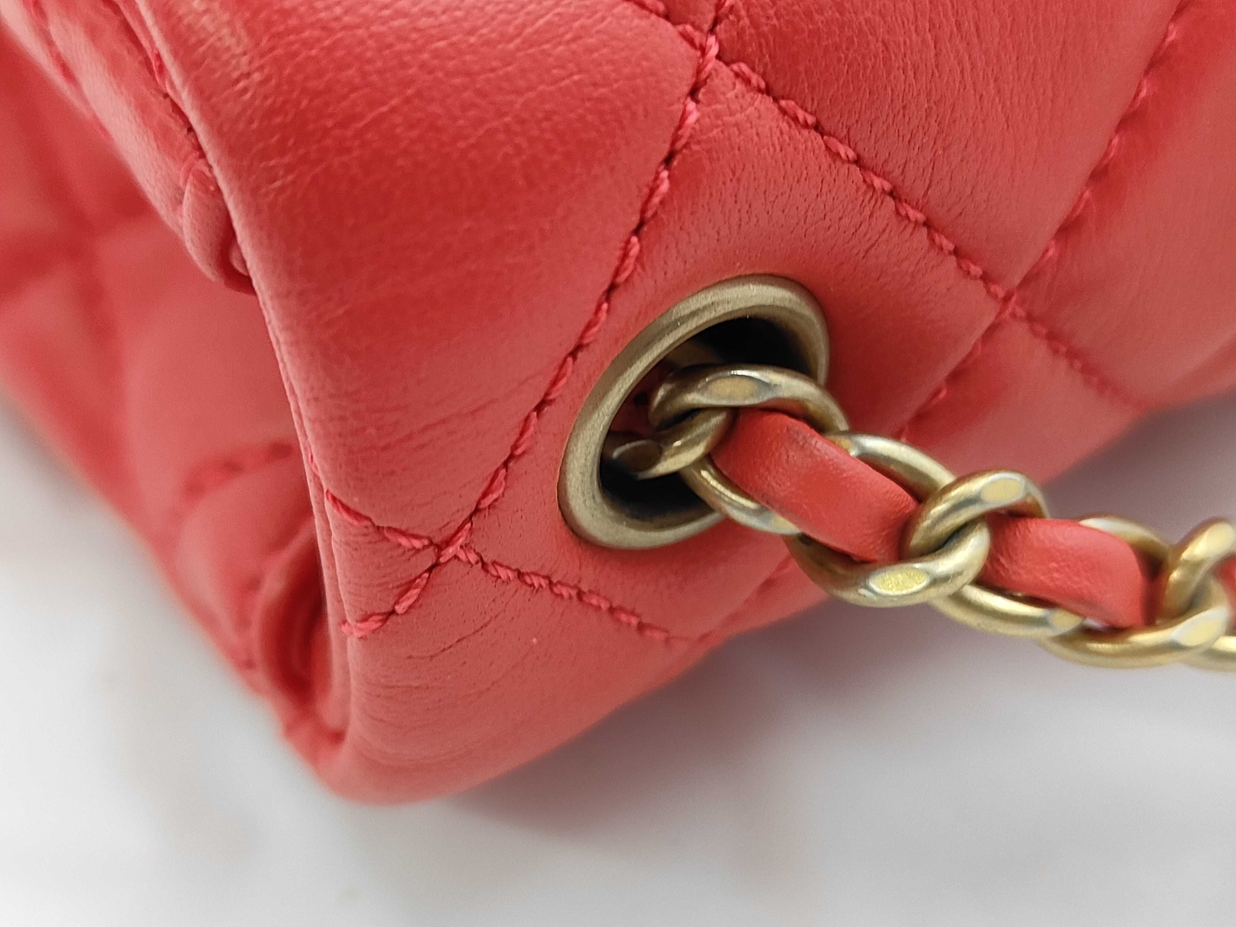 Mini Matelassé Lambskin Red Chain Shoulder Bag — view 5