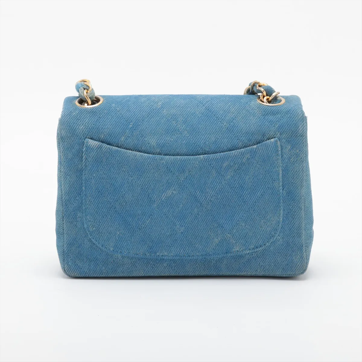 Mini Matelassé 17 Denim Single Flap Single Chain Bag, Blue with Gold Hardware, 1701555, Series 1, A01115 — view 2