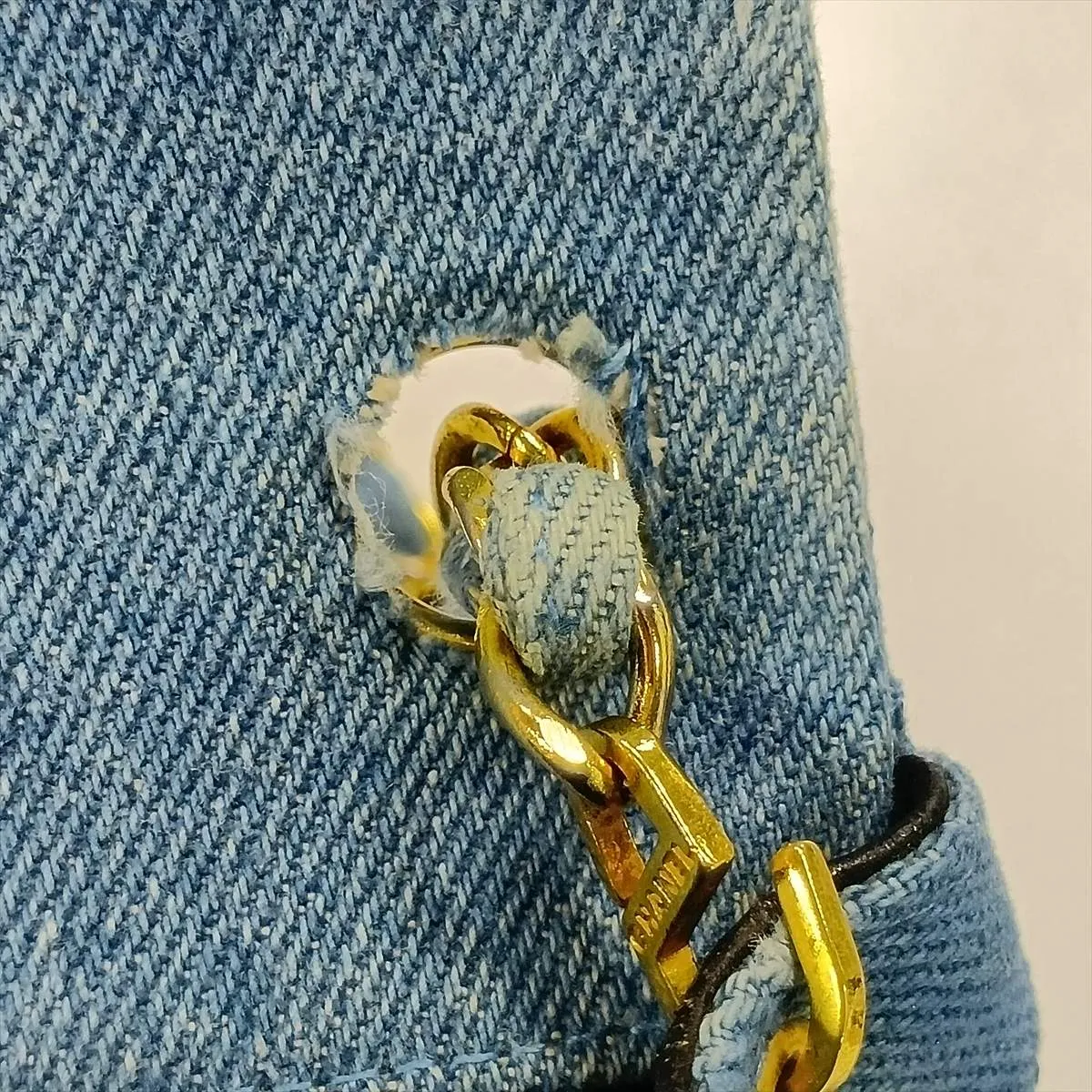 Mini Matelassé 17 Denim Single Flap Single Chain Bag, Blue with Gold Hardware, 1701555, Series 1, A01115 — view 12