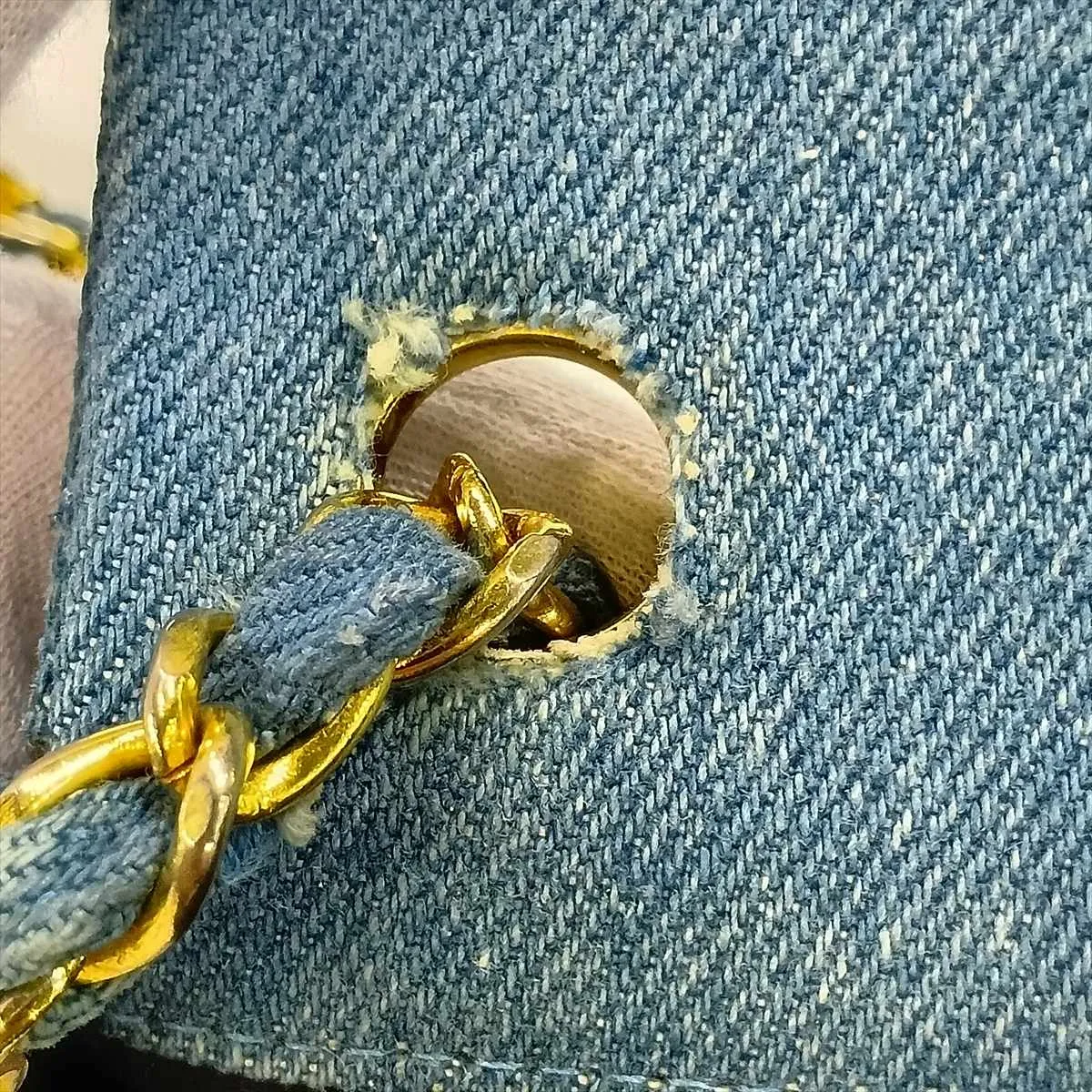 Mini Matelassé 17 Denim Single Flap Single Chain Bag, Blue with Gold Hardware, 1701555, Series 1, A01115 — view 13