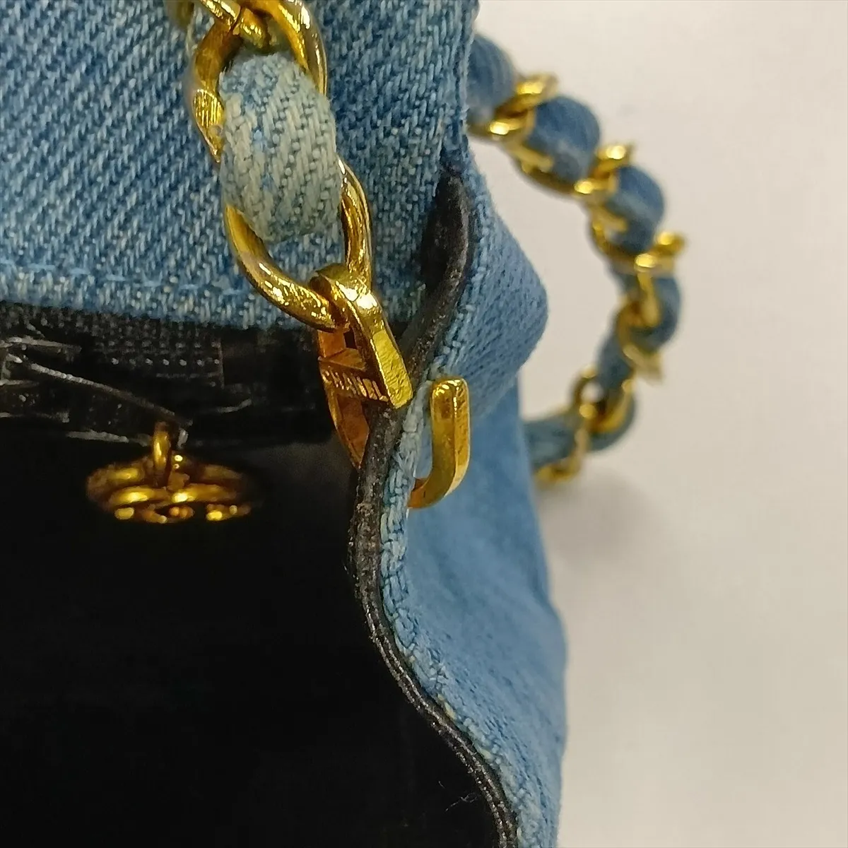 Mini Matelassé 17 Denim Single Flap Single Chain Bag, Blue with Gold Hardware, 1701555, Series 1, A01115 — view 15