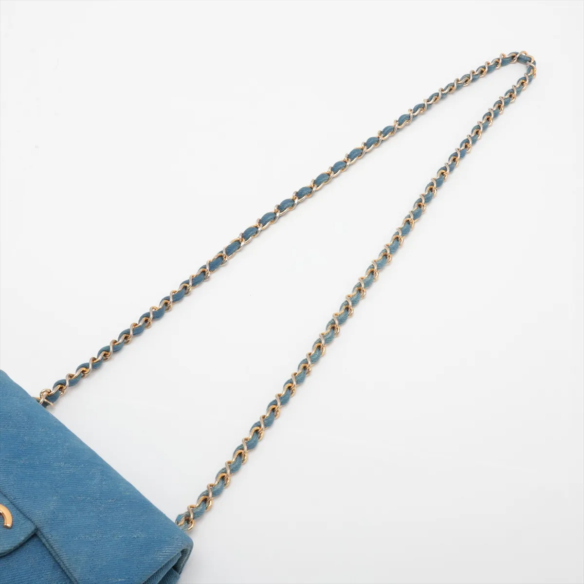 Mini Matelassé 17 Denim Single Flap Single Chain Bag, Blue with Gold Hardware, 1701555, Series 1, A01115 — view 5