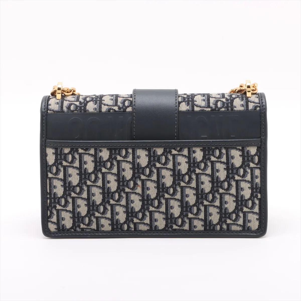 Oblique Montaigne 30 Canvas x Leather Shoulder Bag Navy — view 2