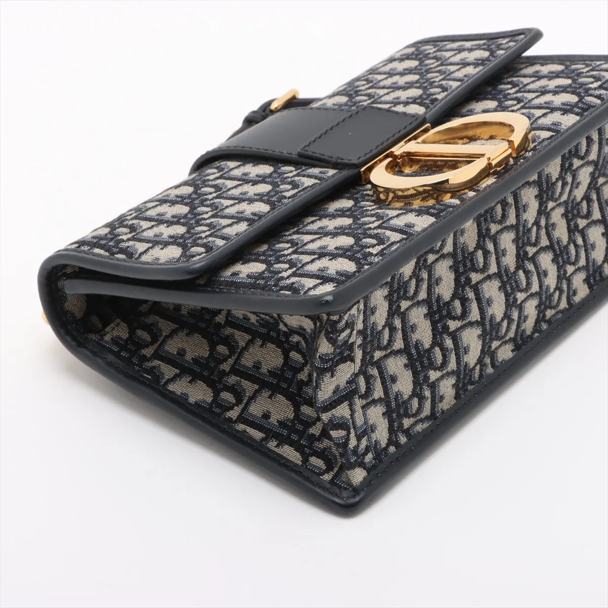 Oblique Montaigne 30 Canvas x Leather Shoulder Bag Navy — view 4