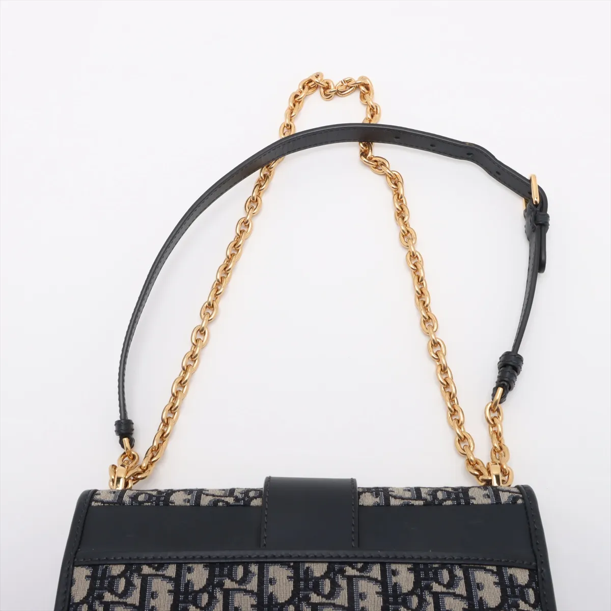 Oblique Montaigne 30 Canvas x Leather Shoulder Bag Navy — view 6