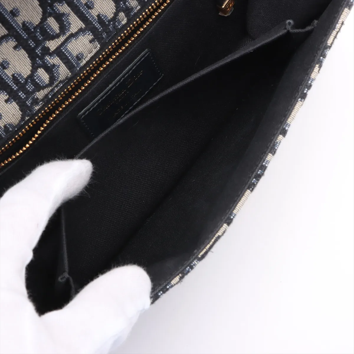 Oblique Montaigne 30 Canvas x Leather Shoulder Bag Navy — view 8
