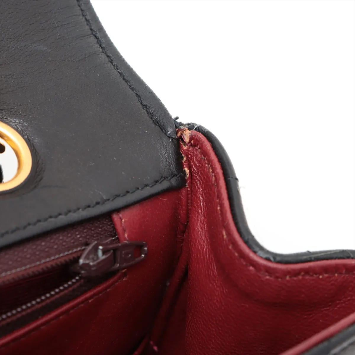 Matelasse Lambskin Single Flap Double Chain Bag Black Gold Hardware 0445152 Series 0 Internal External Fabric — view 14