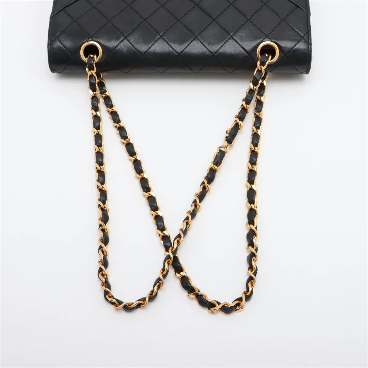 Matelasse Lambskin Single Flap Double Chain Bag Black Gold Hardware 0445152 Series 0 Internal External Fabric — view 5
