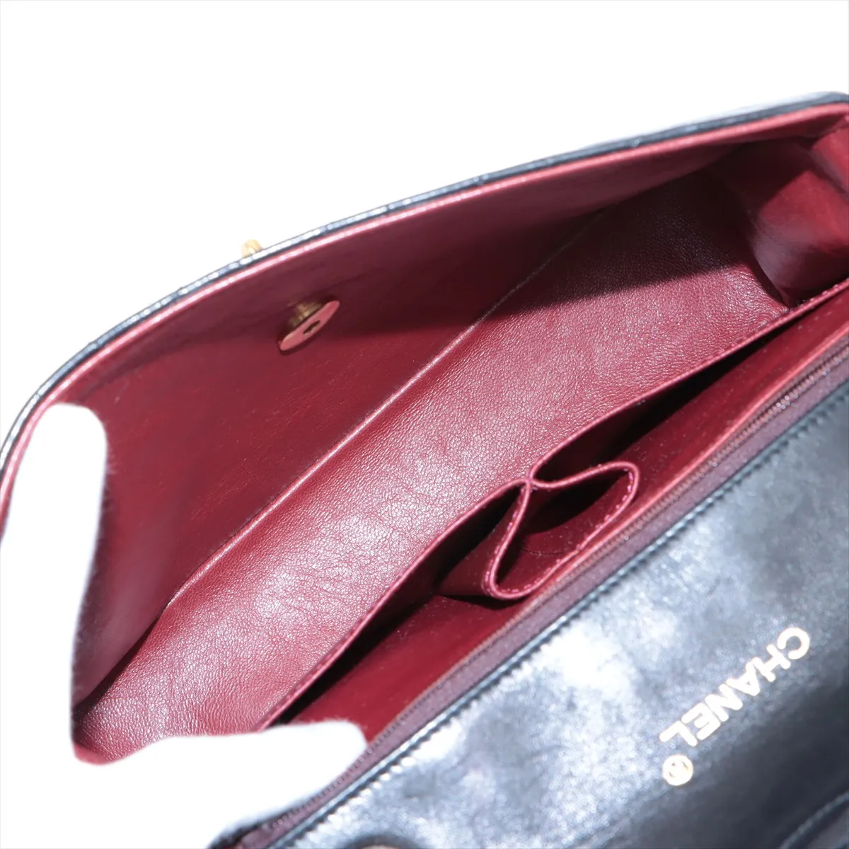 Matelasse Lambskin Single Flap Double Chain Bag Black Gold Hardware 0445152 Series 0 Internal External Fabric — view 7