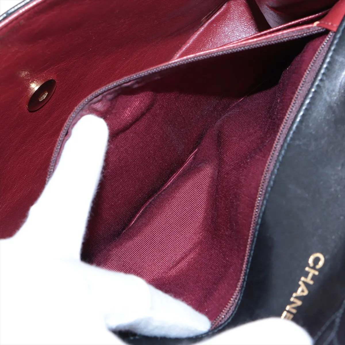 Matelasse Lambskin Single Flap Double Chain Bag Black Gold Hardware 0445152 Series 0 Internal External Fabric — view 8