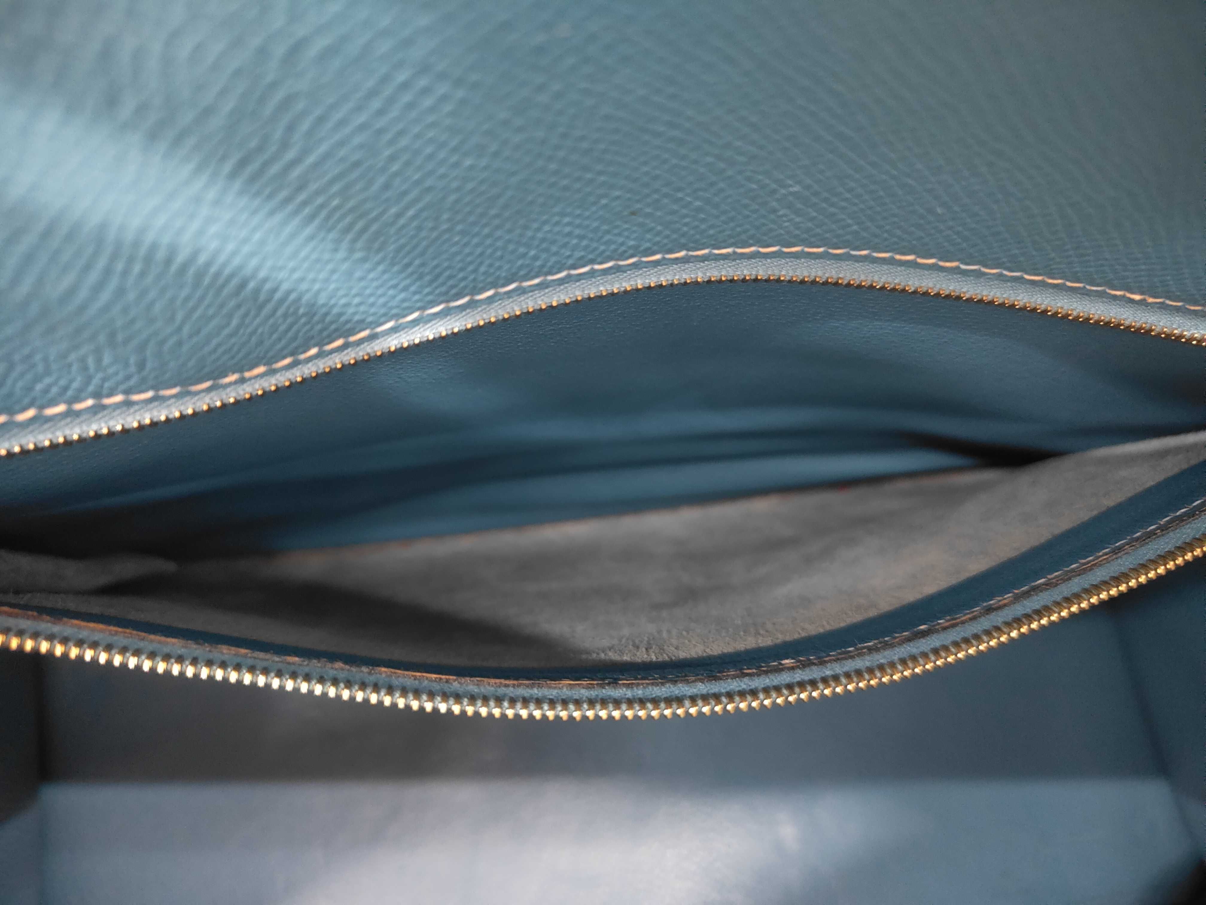 Kelly 32 Handbag, Toile Epsom Leather, Blue, Gold Hardware, B Stamp, ST Bag — view 9