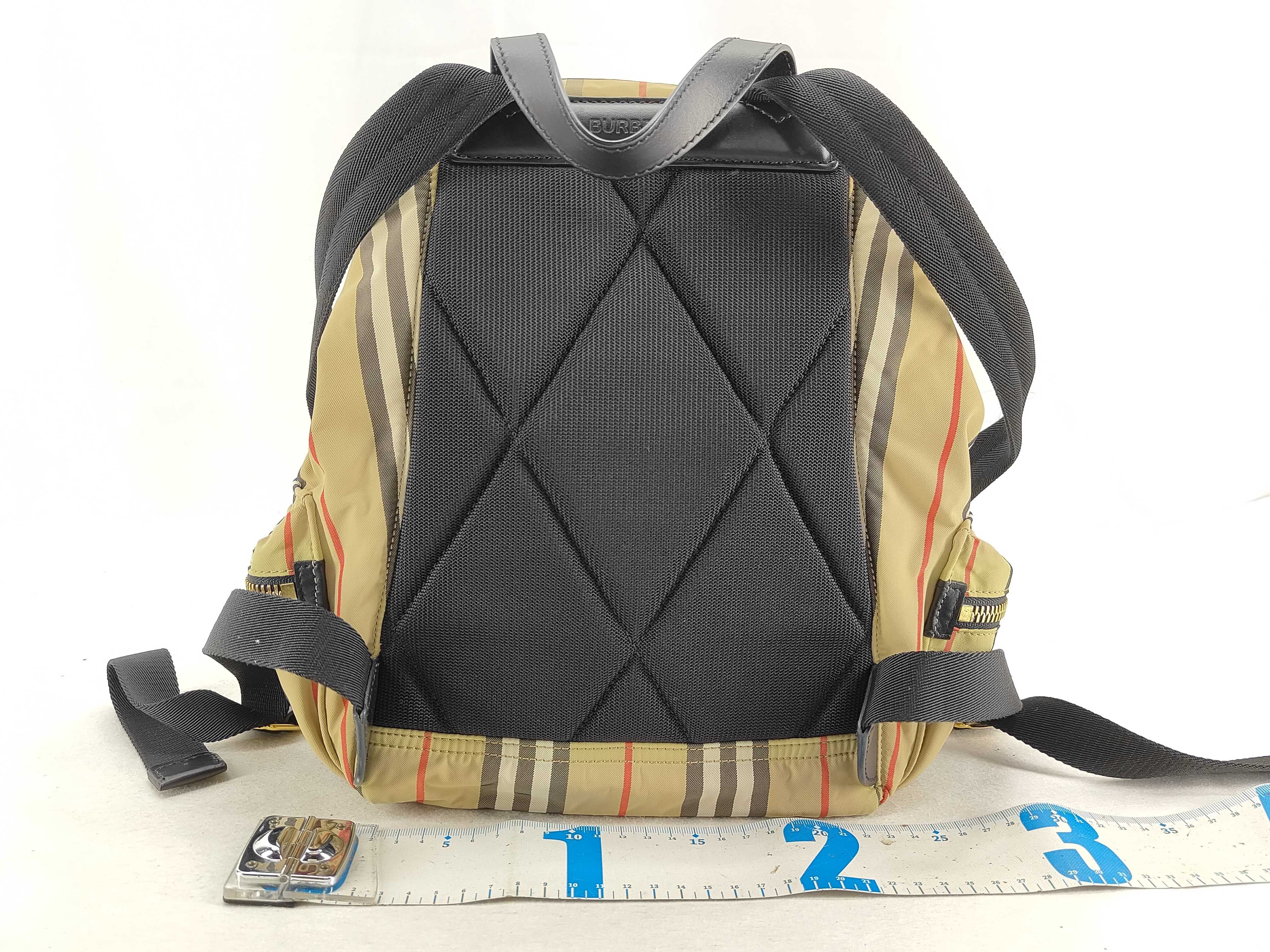 Nova Check Nylon x Leather Backpack/Rucksack Brown x Black — view 2