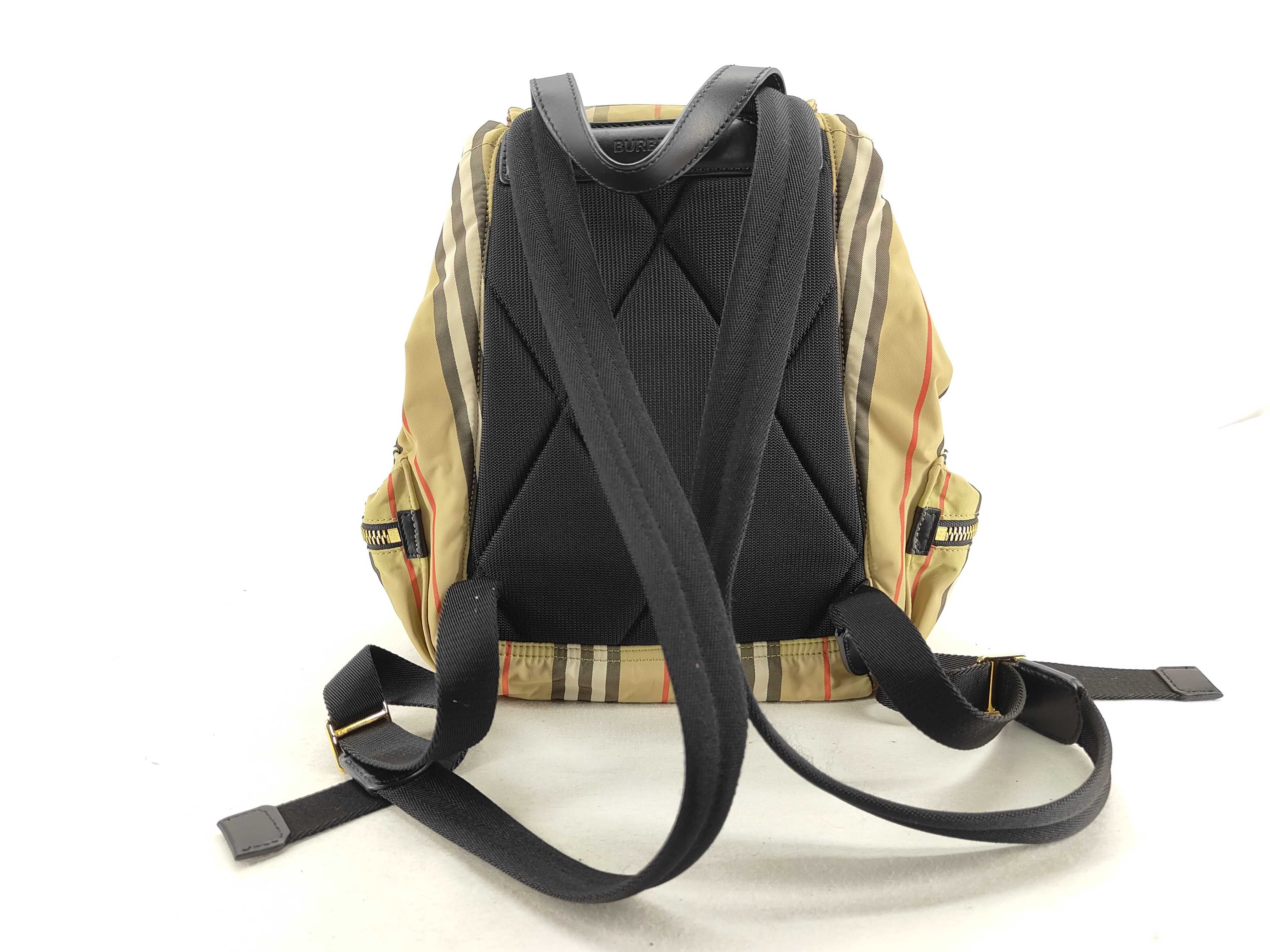 Nova Check Nylon x Leather Backpack/Rucksack Brown x Black — view 3