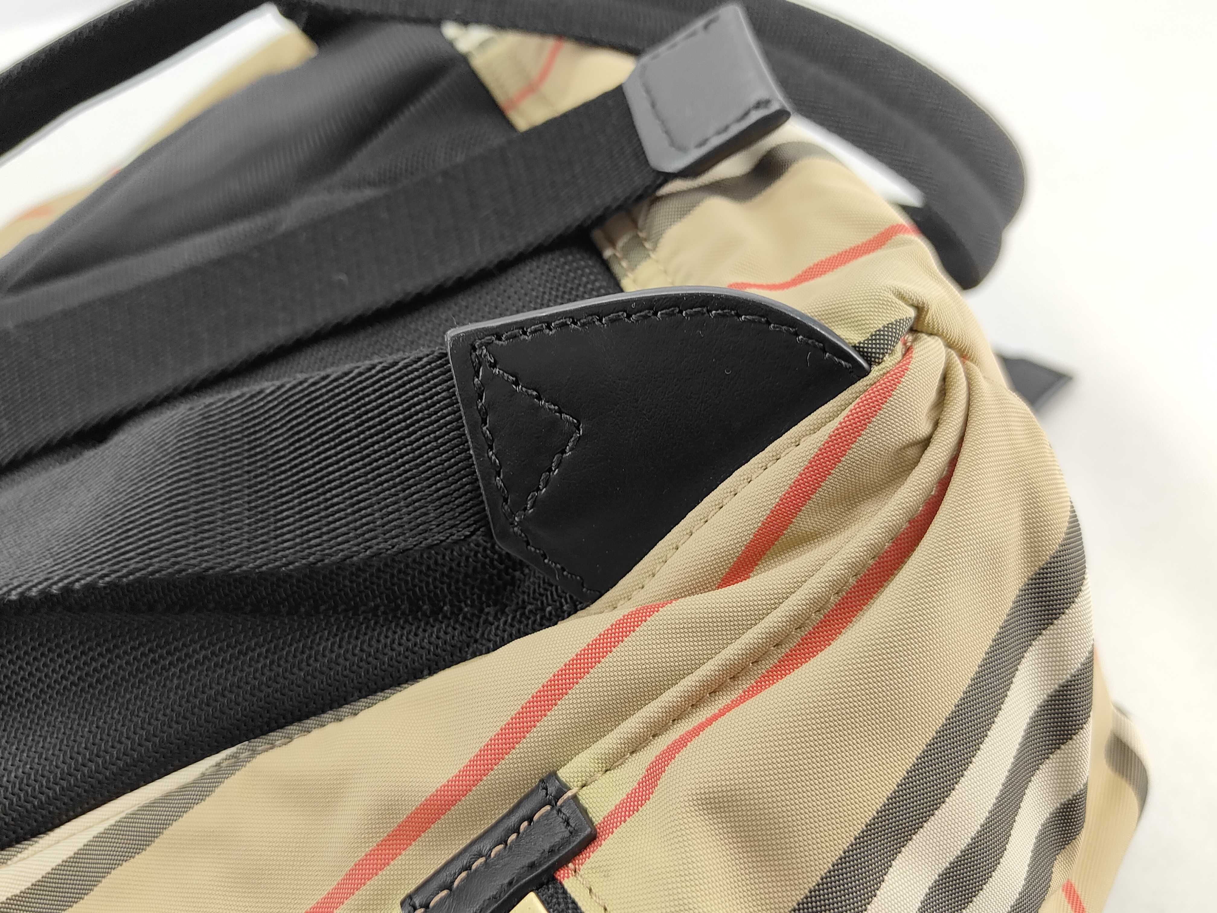 Nova Check Nylon x Leather Backpack/Rucksack Brown x Black — view 5