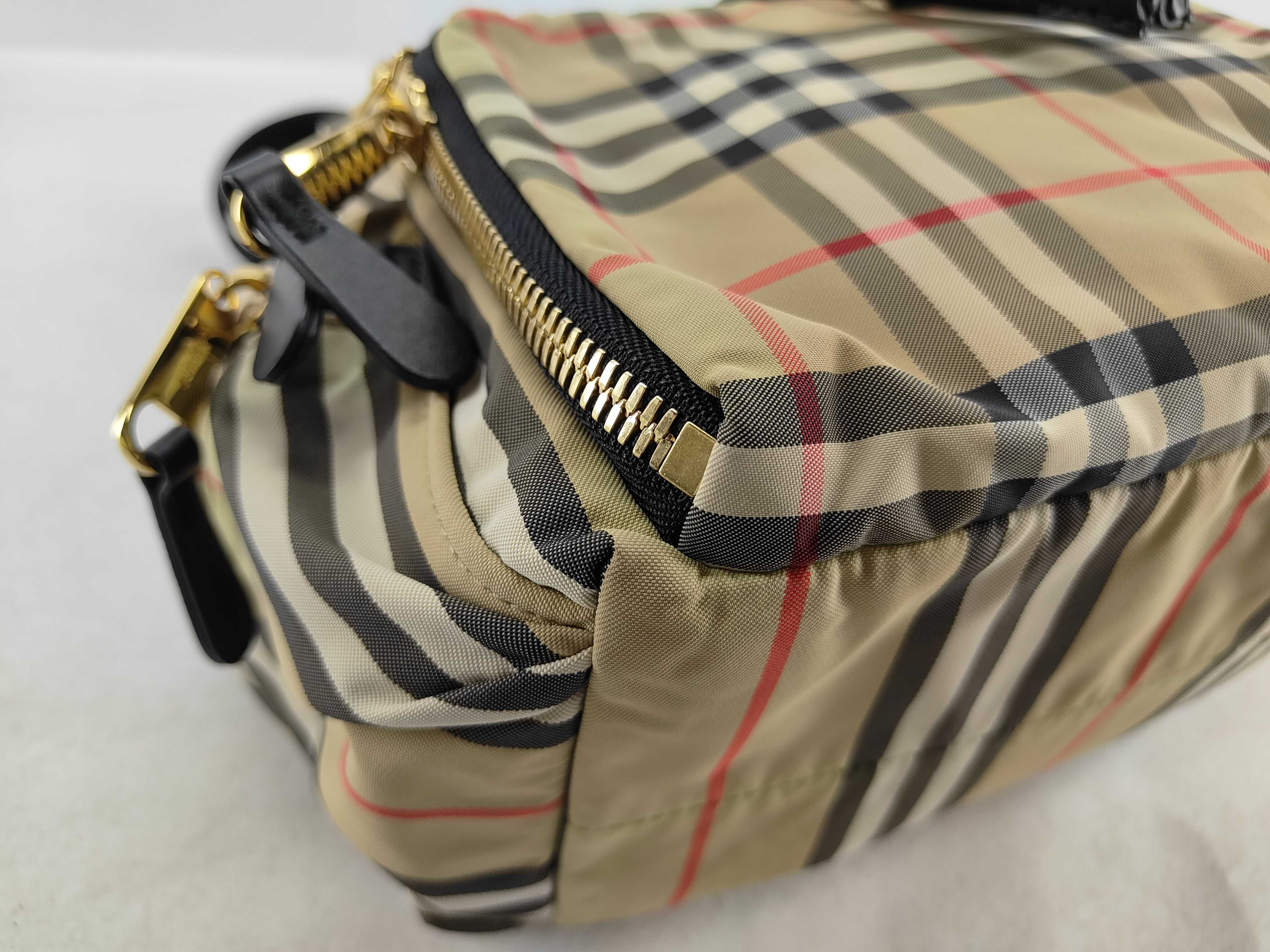 Nova Check Nylon x Leather Backpack/Rucksack Brown x Black — view 7