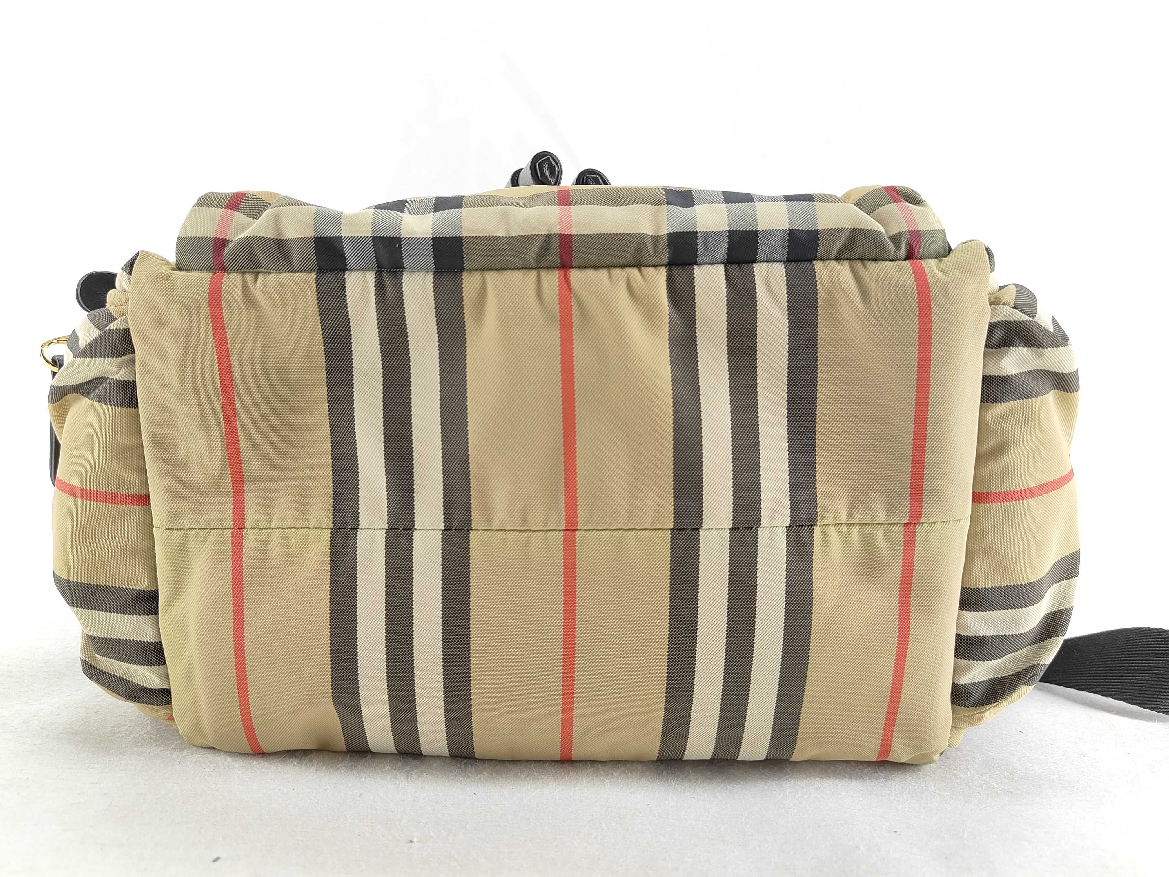 Nova Check Nylon x Leather Backpack/Rucksack Brown x Black — view 8