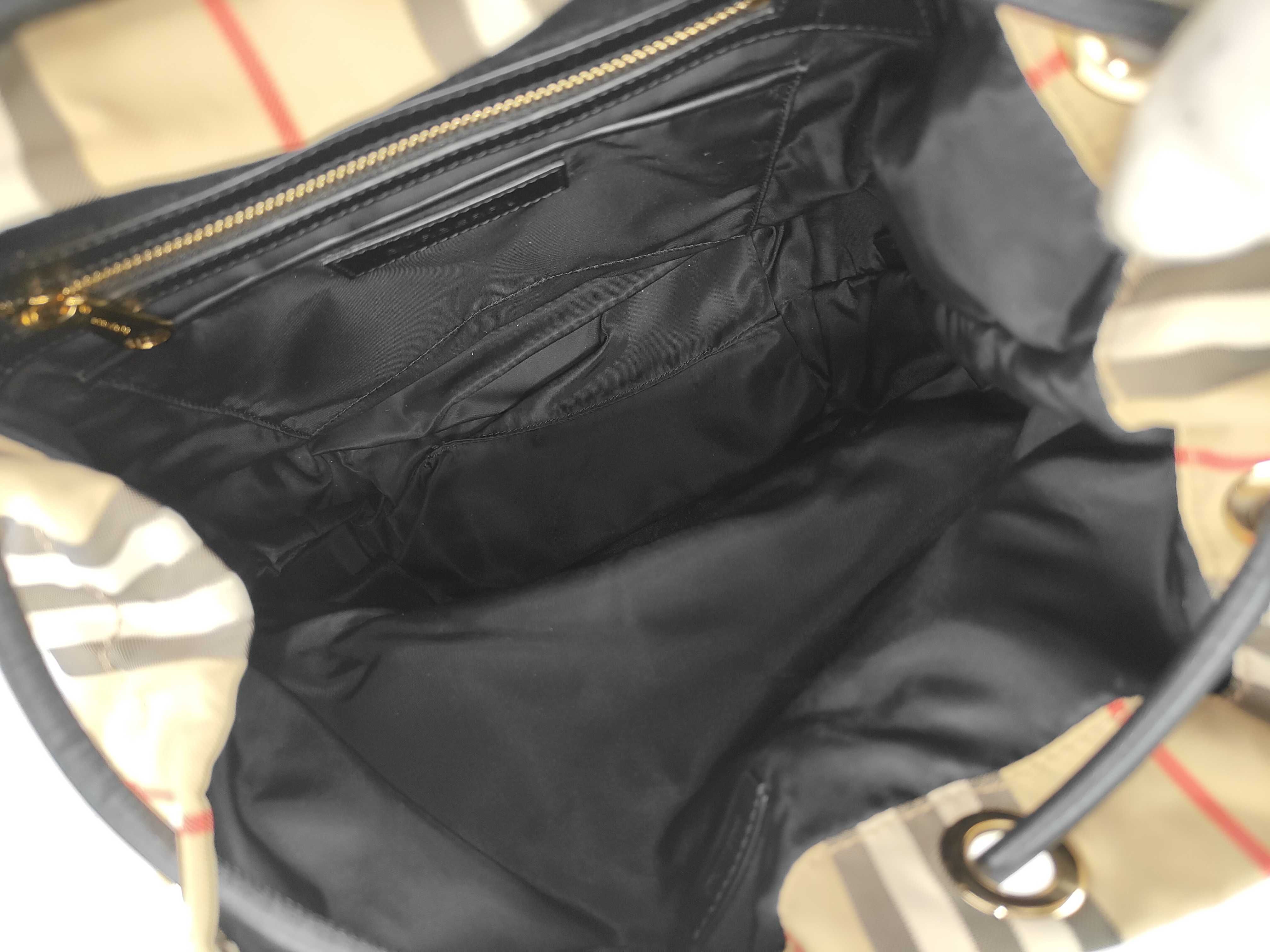 Nova Check Nylon x Leather Backpack/Rucksack Brown x Black — view 10