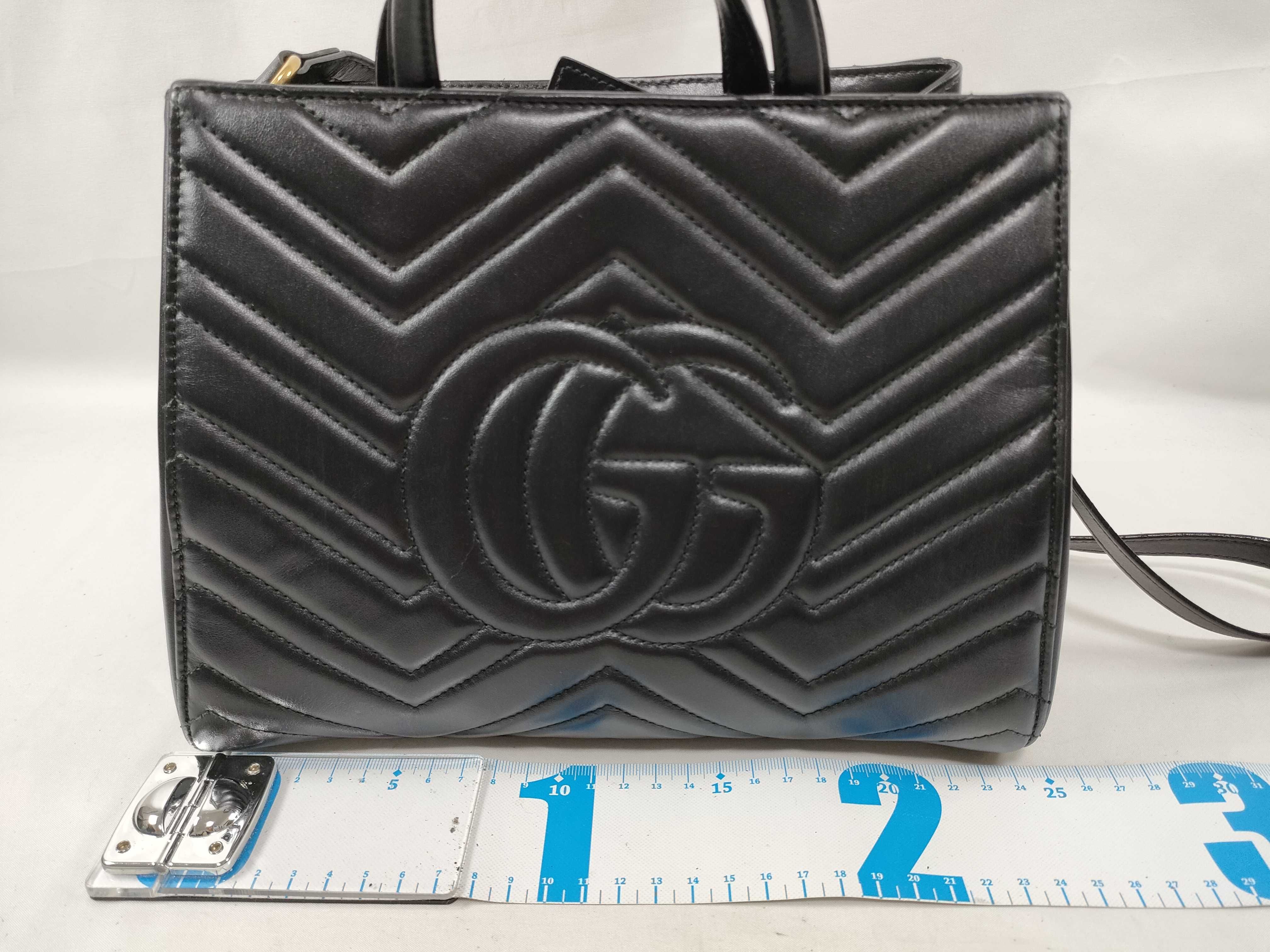 GG Marmont Quilted Leather Handbag Shoulder Bag Black with Serial Card — view 2