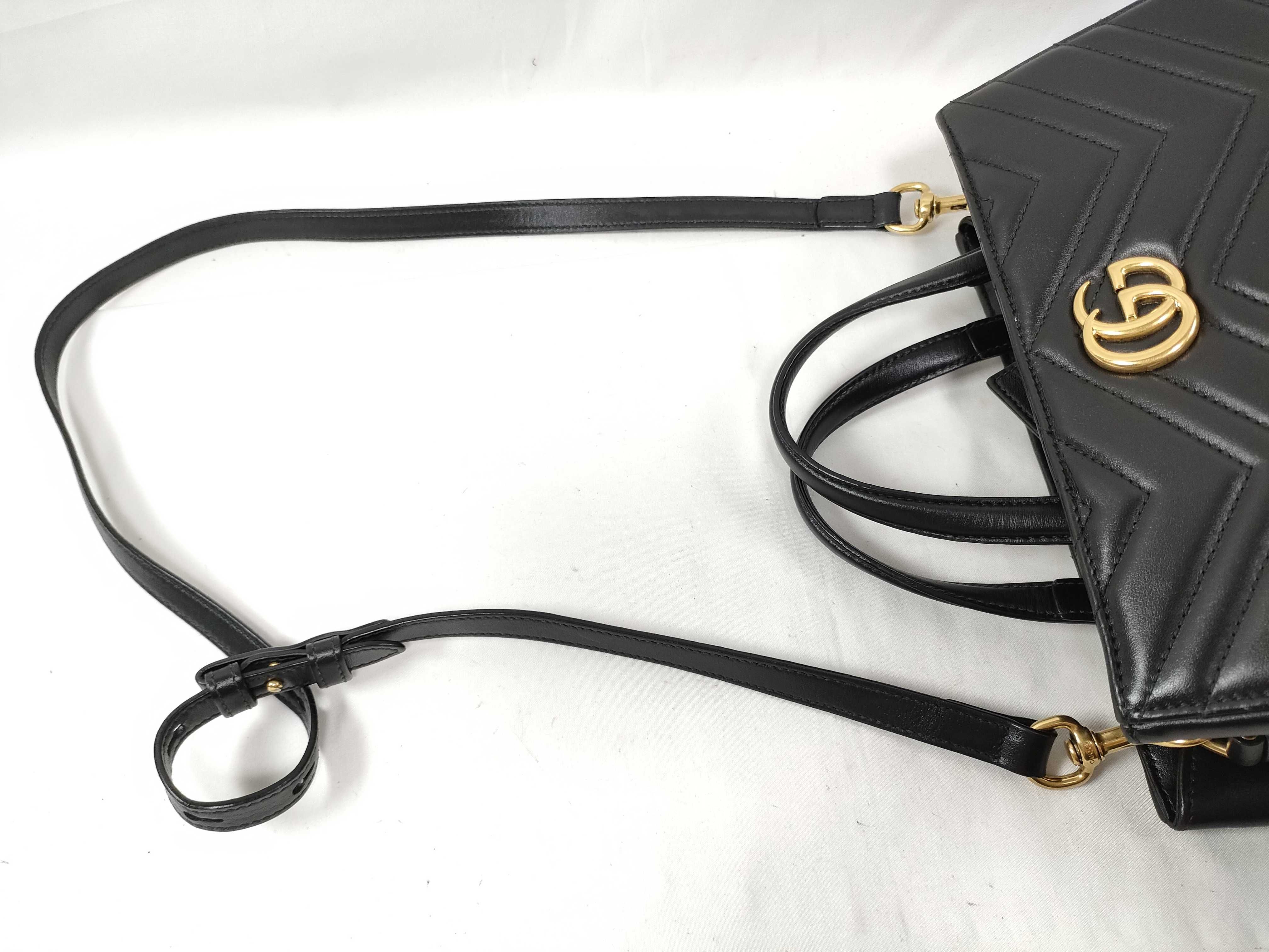 GG Marmont Quilted Leather Handbag Shoulder Bag Black with Serial Card — view 3