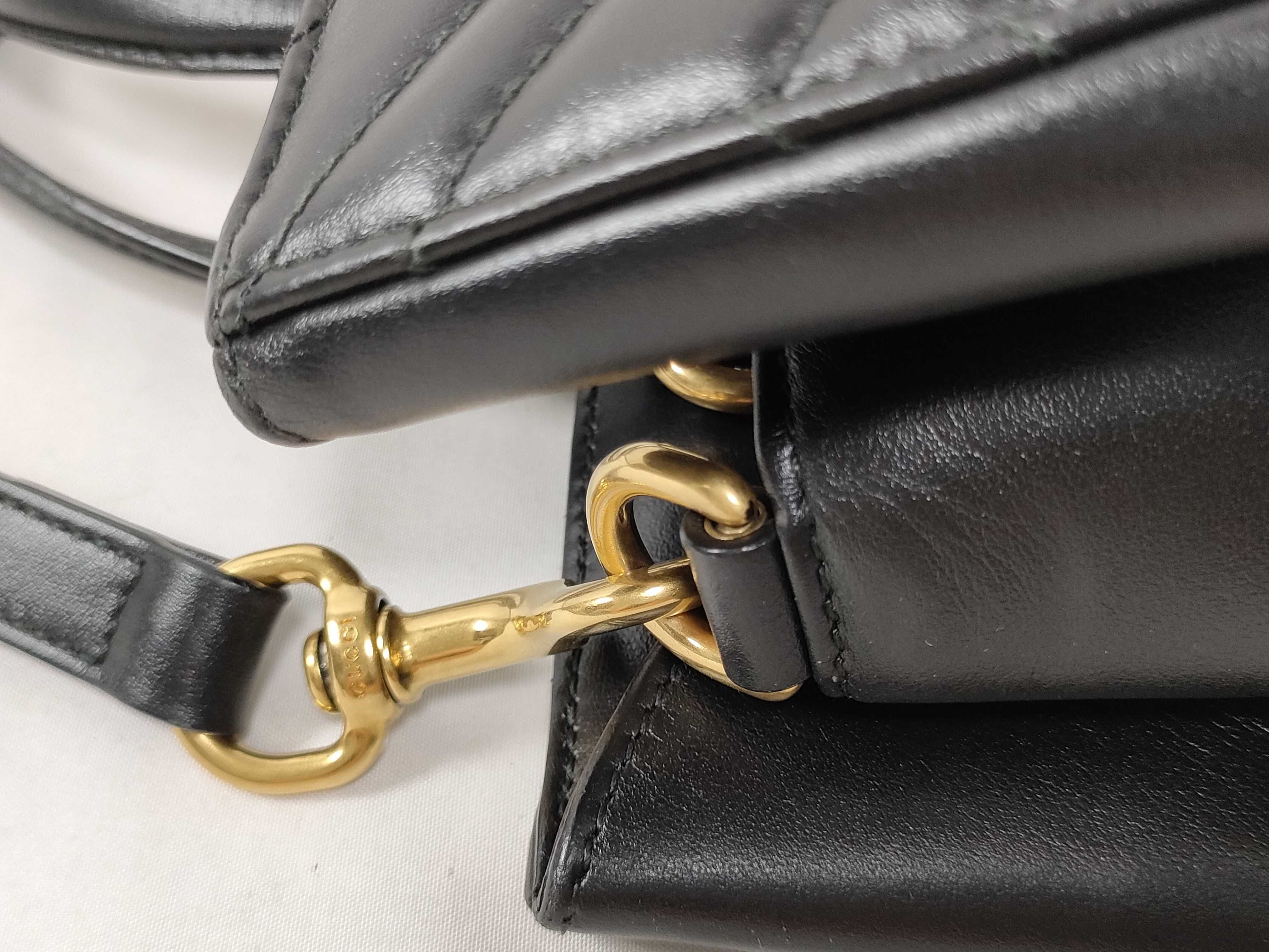 GG Marmont Quilted Leather Handbag Shoulder Bag Black with Serial Card — view 5