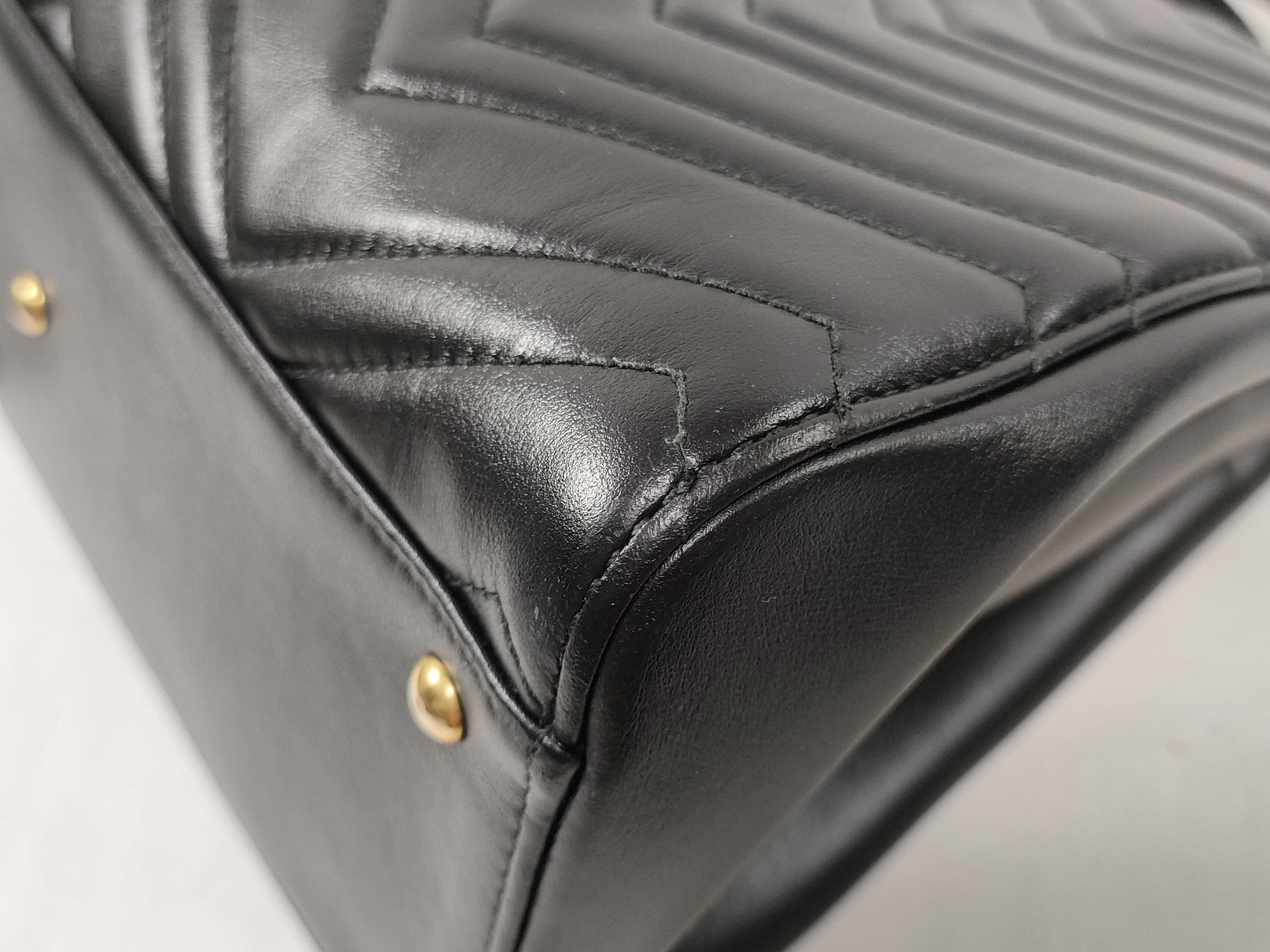 GG Marmont Quilted Leather Handbag Shoulder Bag Black with Serial Card — view 7