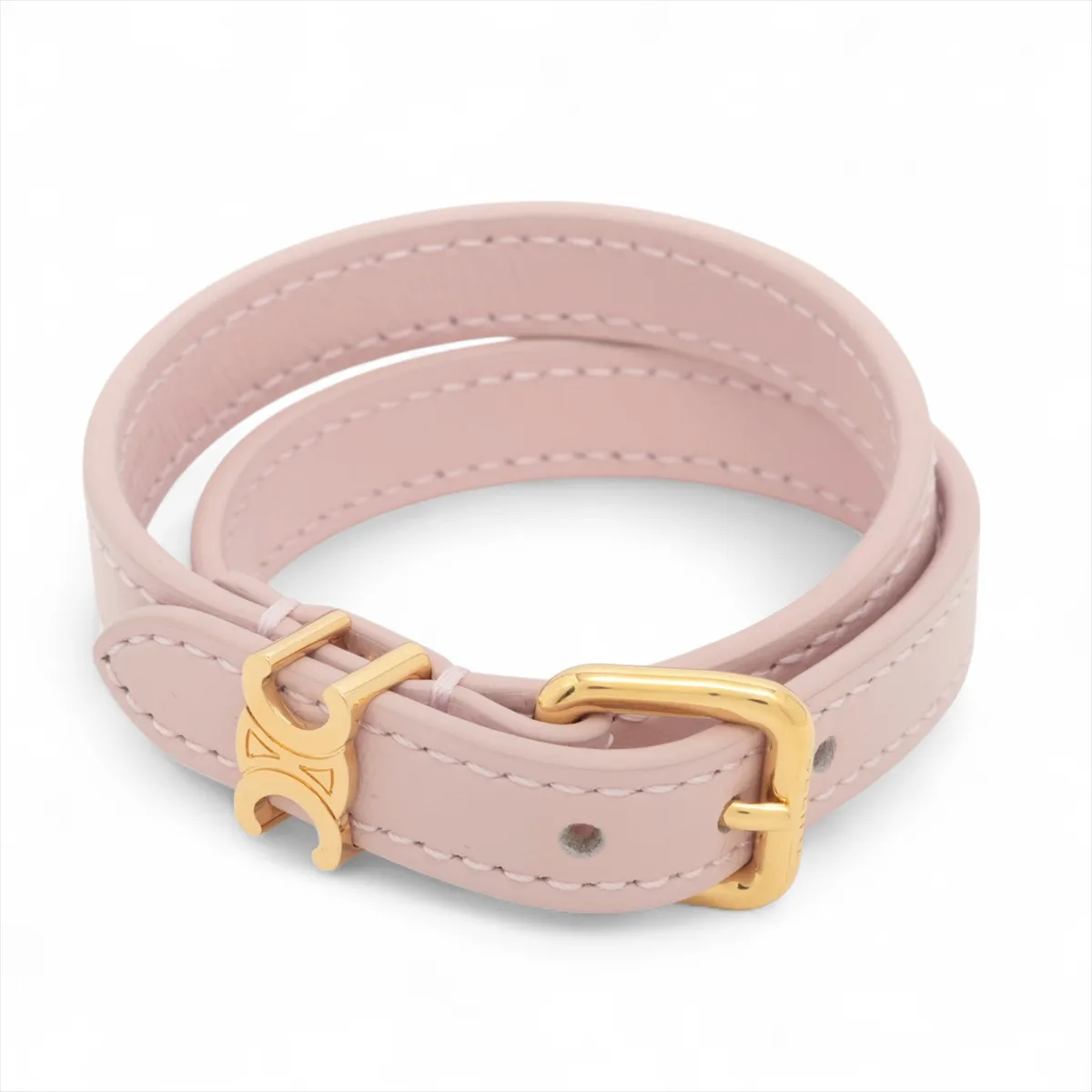 Triomphe Bracelet C1 GP×Leather Gold×Pink